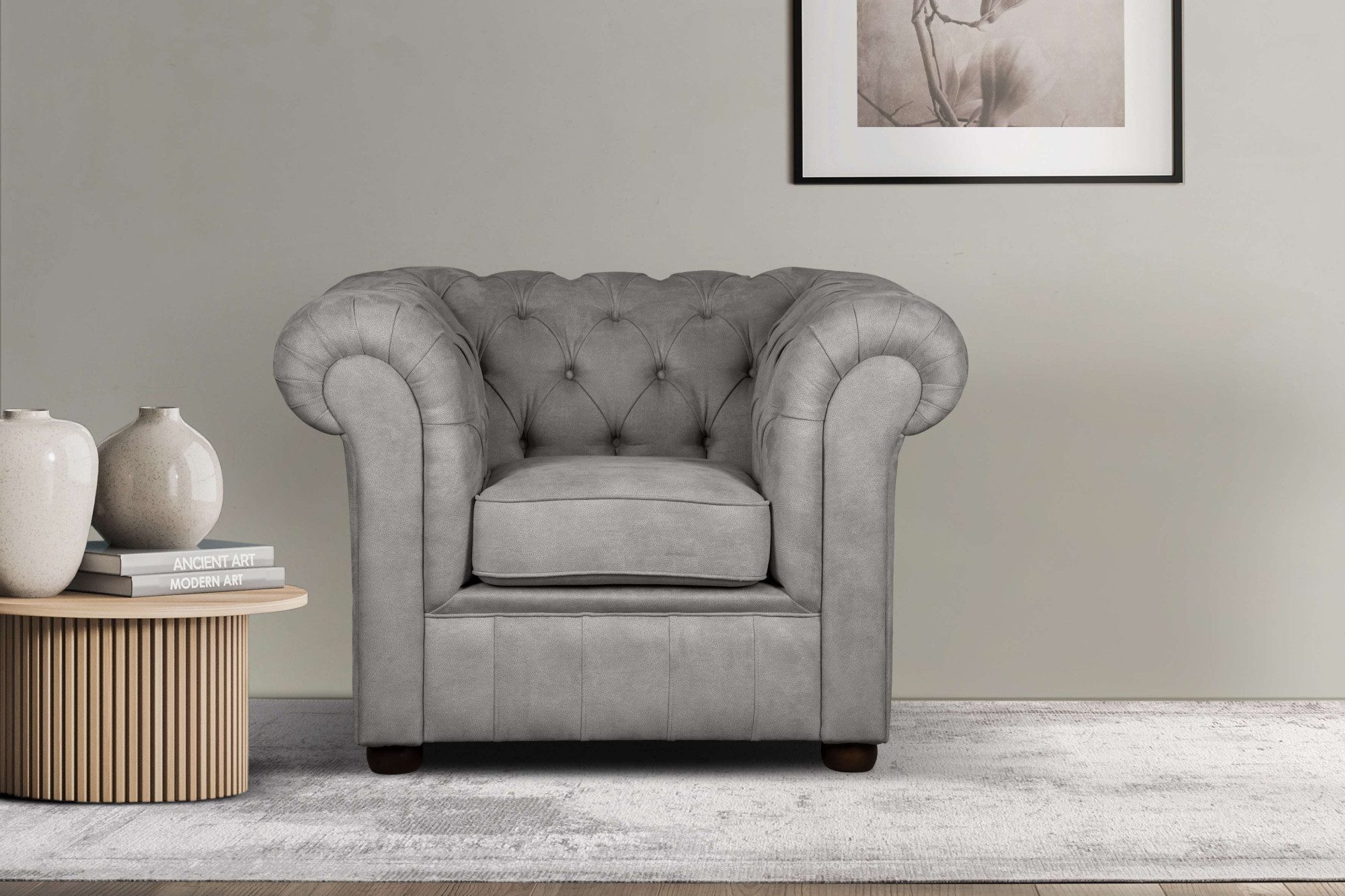 Home affaire Sessel CHARENTE, Chesterfield, Wellenfederung, Maße B/T/H: 105/89/74 cm, mit edler Knopfheftung und typischen Armlehnen