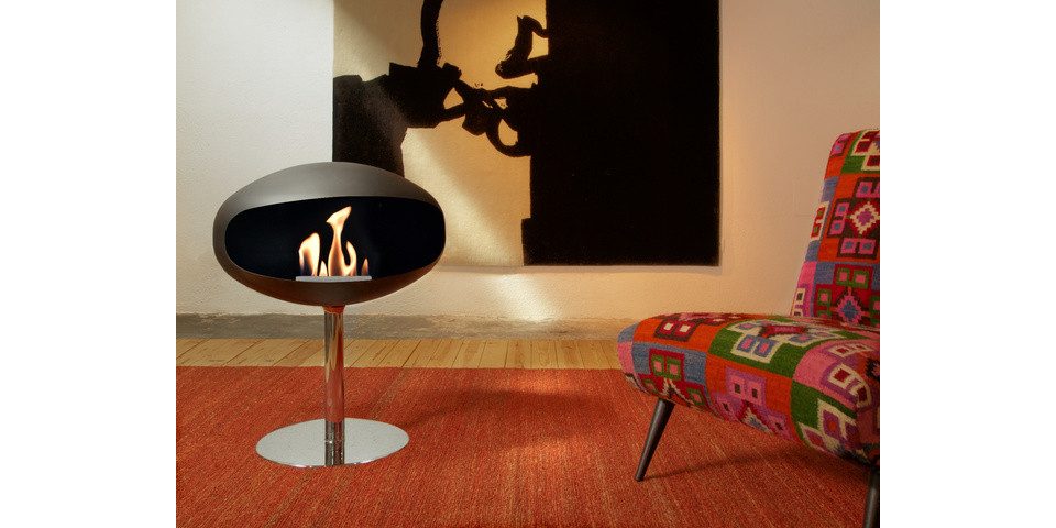 terrassana Echtfeuer-Dekokamin Cocoon Pedestal