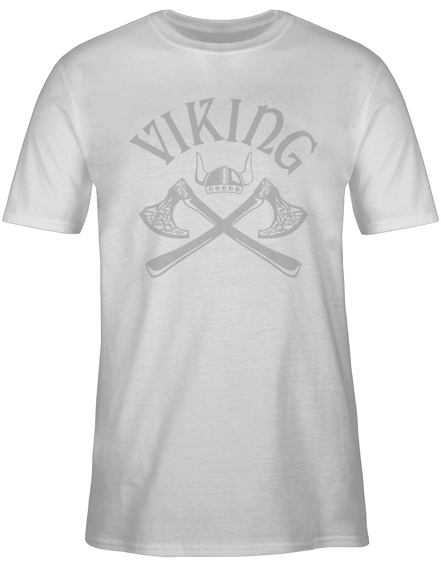 T-Shirt Streitaxt Wikinger & Odin Wikinger Walhall Weiß Walhalla Herren 03 Nordmänner Shirtracer Viking