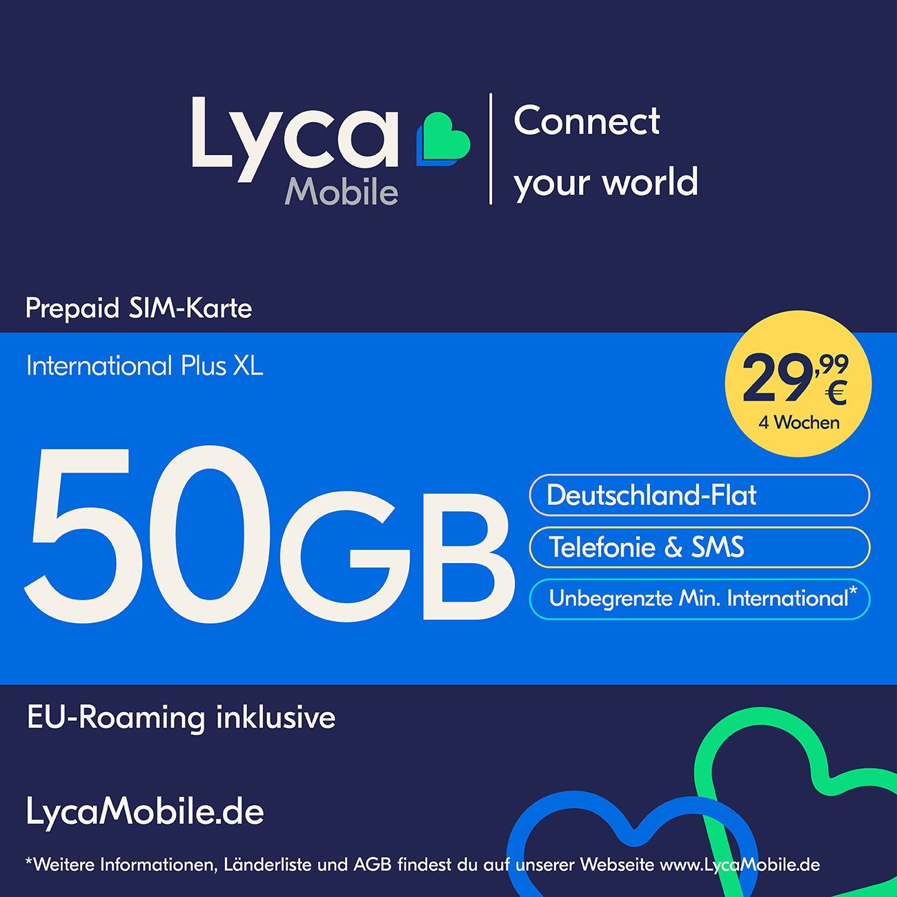 Lyca Mobile International Plus XL Prepaid Smartphone Sim Karte ohne Vertrag Prepaidkarte