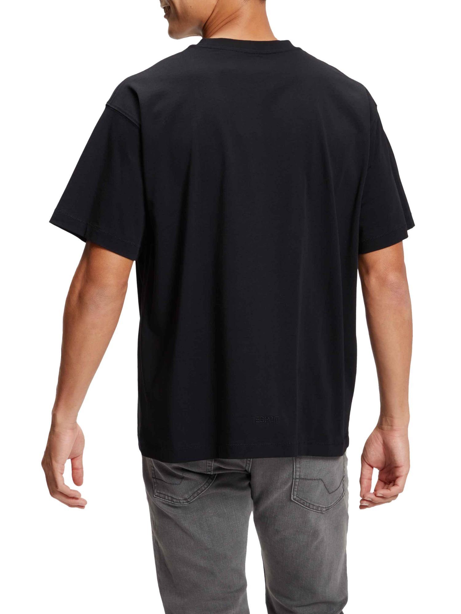 T-Shirt (1-tlg) Landschafts-Print BLACK mit abgesetztem Esprit T-Shirt