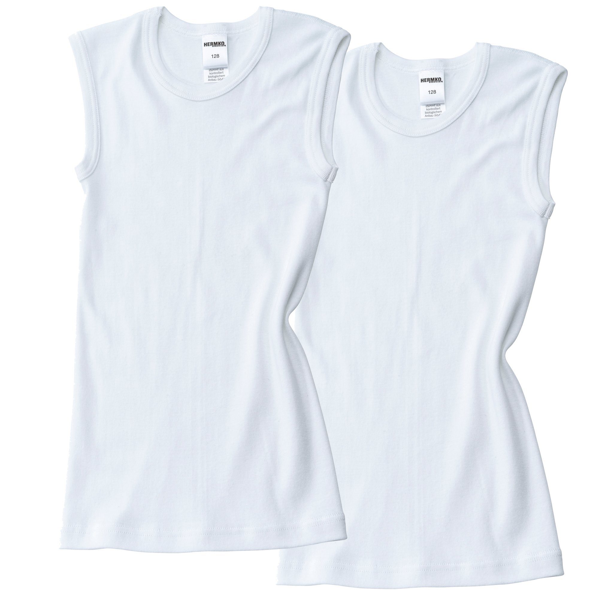 HERMKO Unterhemd 2040 (Pack, 2er) Muskelshirt Knaben, 100 % Bio-Baumwolle, breite Träger, basic, weich