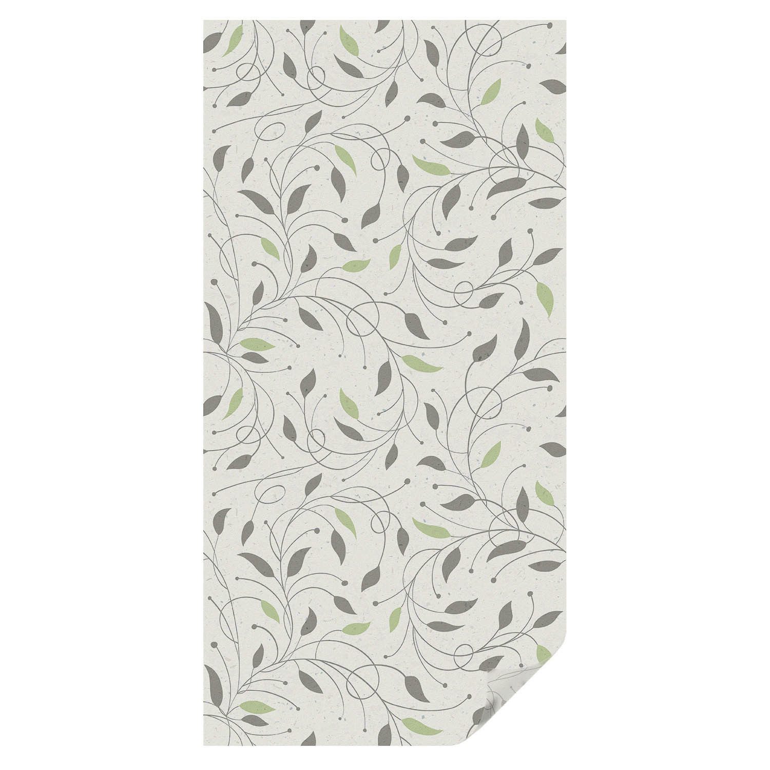 Tulup Fensterbild Sichtschutzfolie Fenster Buntglasoptik, Klebefolie Fenster, Moderne Blattmuster in Zarten Farben - Cremig, Grau, Grün