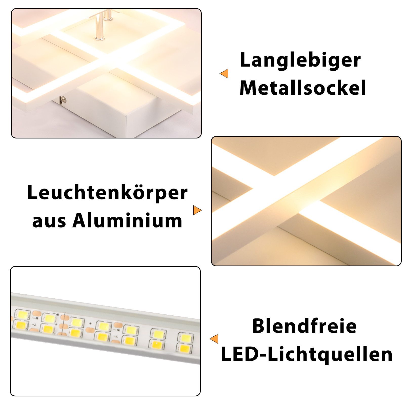 ZMH LED Deckenleuchte Wohnzimmer Schwarz/Weiß 3000-6500K Modern Deckenlampe günstig online kaufen