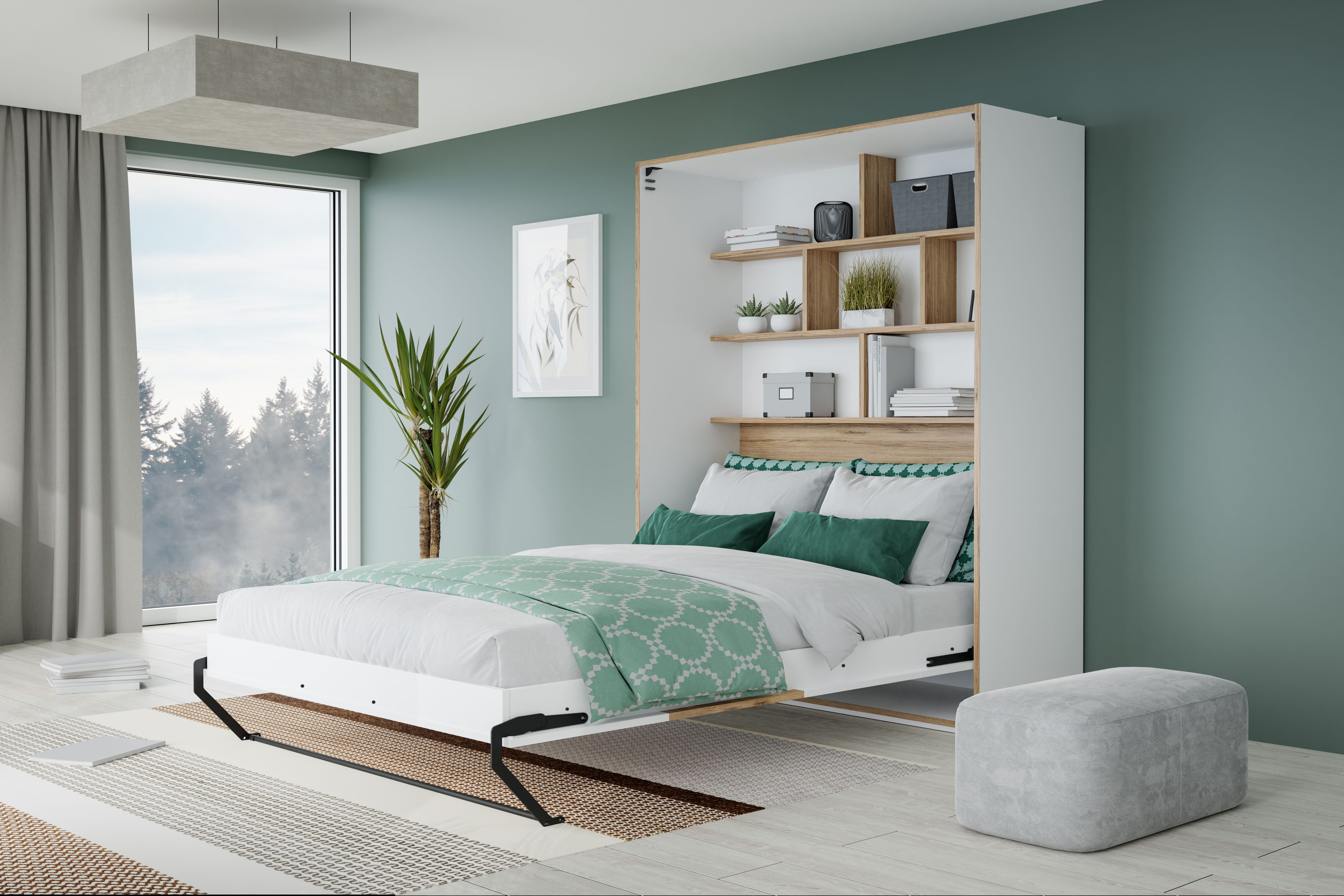 FORTE Schrankbett Jugendbett, Gästebett, 250 KG Belastbarkeit, platzsparend (H//T zusammengeklappt ca.215/57,4 in drei Breiten) Made in Europe, inklusive Lattenrost, perfekte Lösung für kleine Räume
