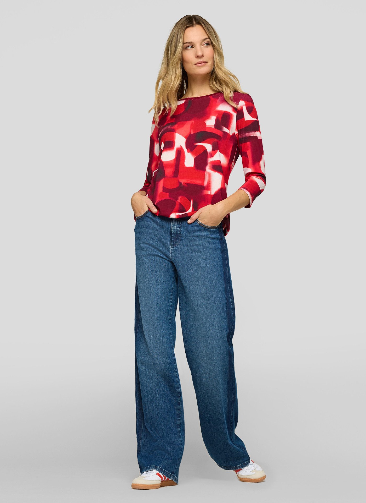 Rabe 3/4-Arm-Shirt mit grafischem Muster und Glitzer-Rundhals