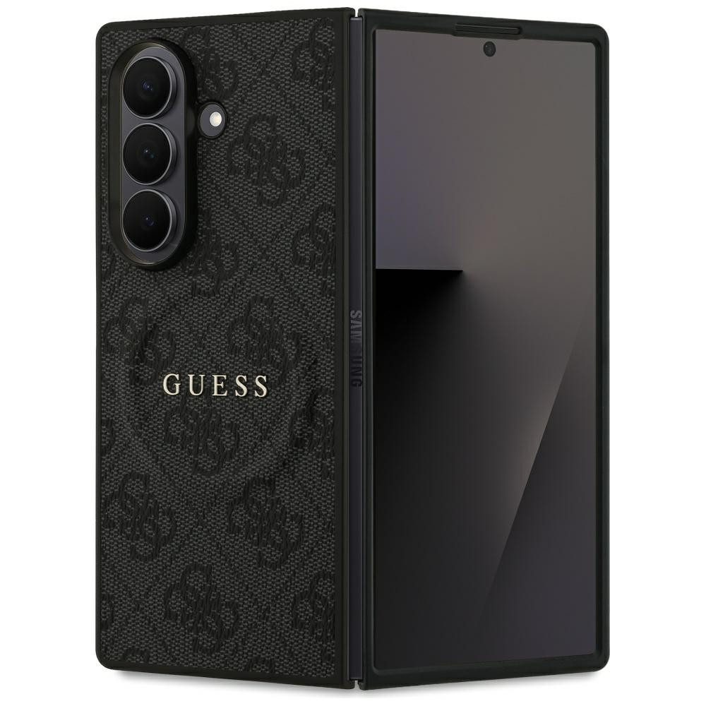 Guess Handyhülle Galaxy Z Fold 7 Kunstleder grau MagSafe kompatibel Logo goldfarbig 8 Zoll, Kantenschutz