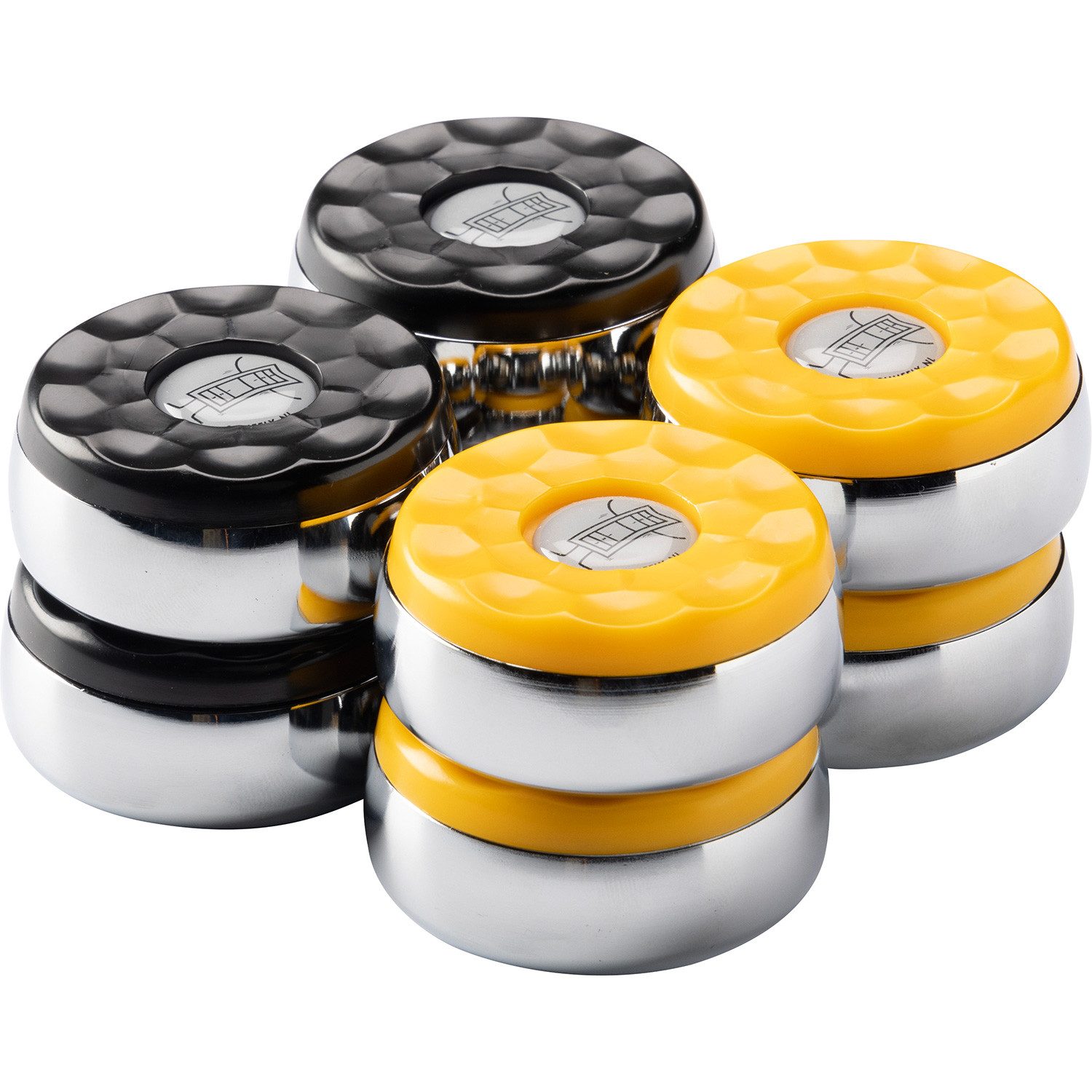 Buffalo Spieltisch Shuffleboard Puck Set - 4x Schwarz und 4x Gelb