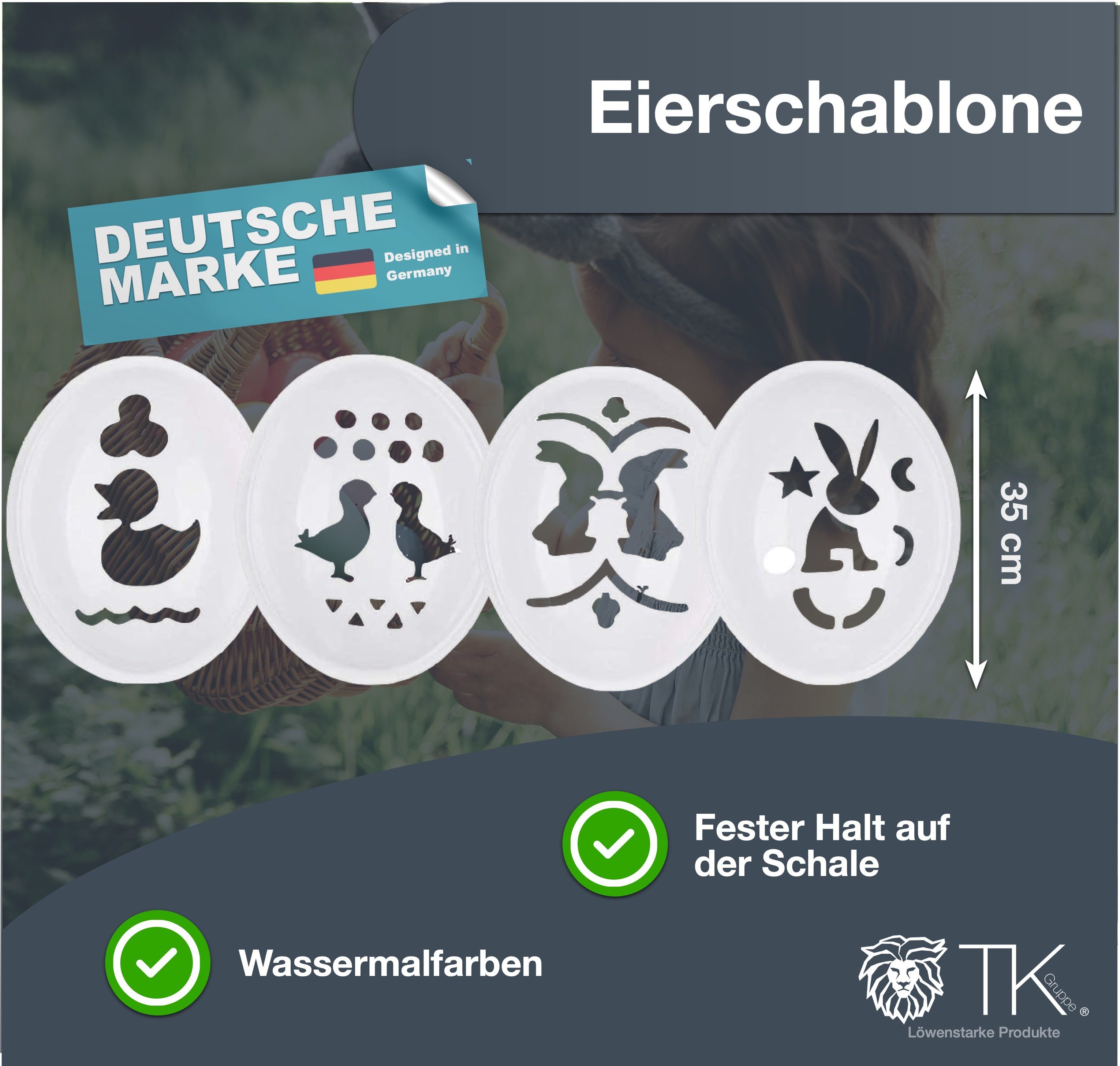 3x Schablone Gruppe Malstifte Osterei Ostermalstifte TK und Ostern Eiermalmaschine (3 St)