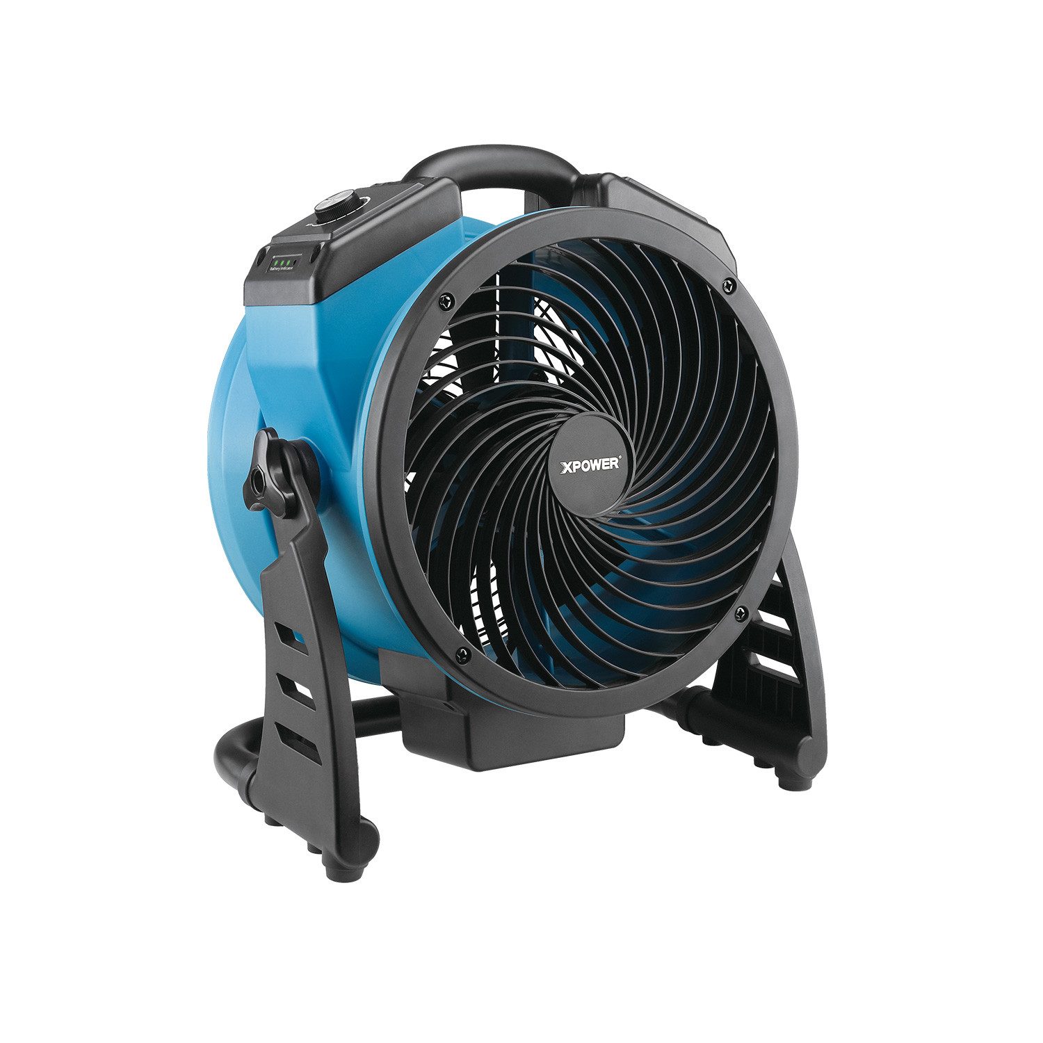 XPOWER Tischventilator FC-150B Elektro Akku-Luftzirkulator mit Netzkabel oder Akkubetrieb Fan, Nutzung während des Ladevorgangs, Geschwindigkeitsregelung, 3H-Timer