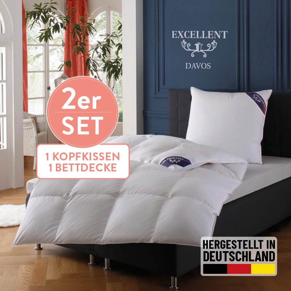 Excellent Daunenbettdecke + 3-Kammer-Kopfkissen Davos, Füllung: günstig online kaufen