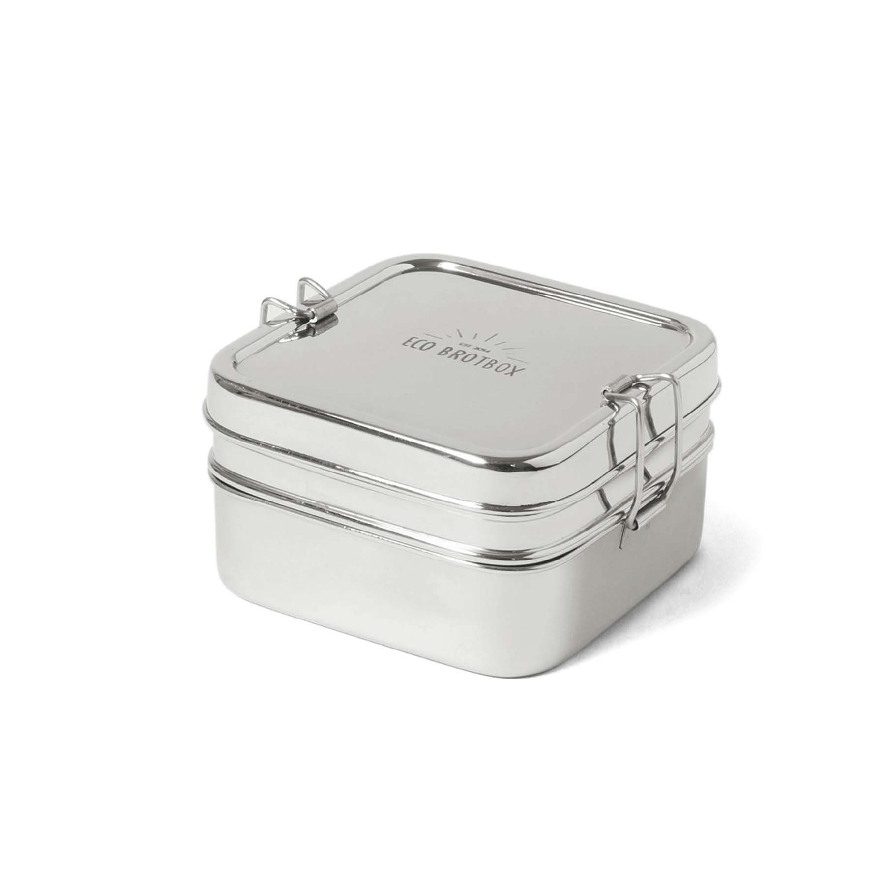 Brotbox Box Cube Lunchbox zweilagig, XL, spülmaschinengeeignet, Edelstahl, ECO plastikfrei