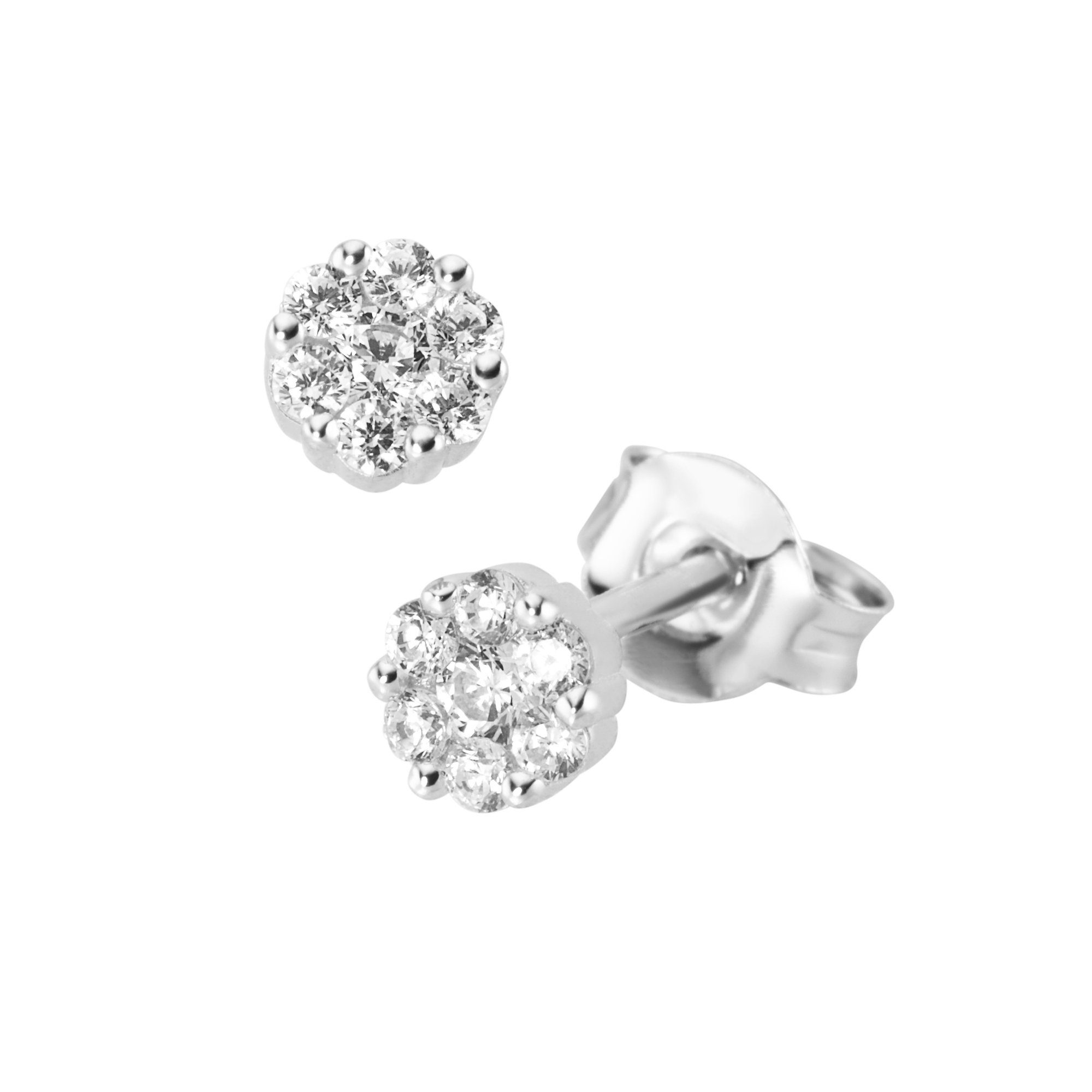 Smart Jewel Paar Ohrstecker Blüte, Zirkonia Steine, Silber 925
