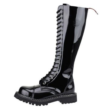 ANGRY ITCH Angry Itch 20-Loch Lackleder Stiefel Schwarz Größe 36 - 48 Schnürstiefel aus echtem Leder, mit Stahlkappe