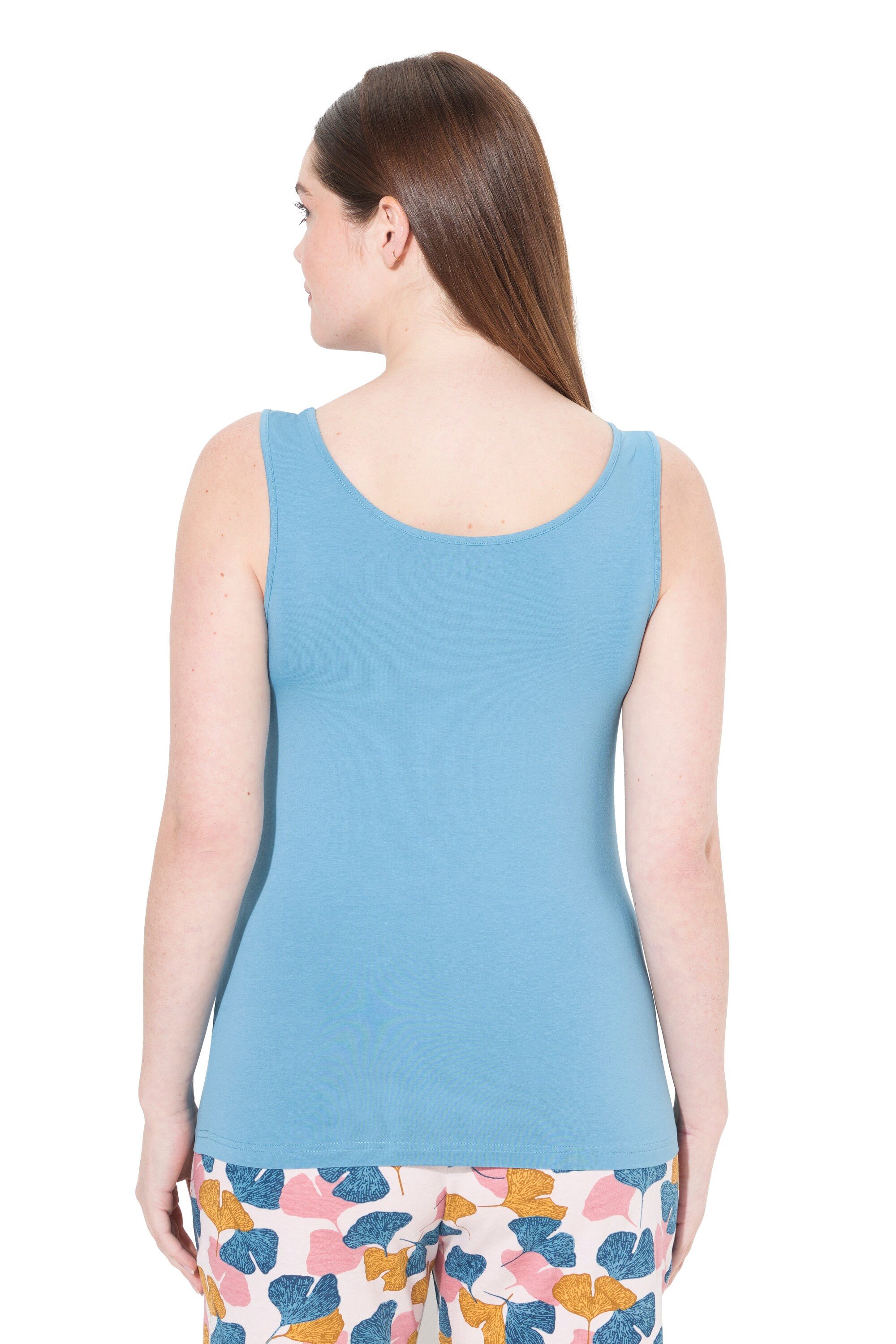 Ulla Popken Unterhemd Tanktops 2er-Pack uni/Ginkgo Rundhals Biobaumwolle