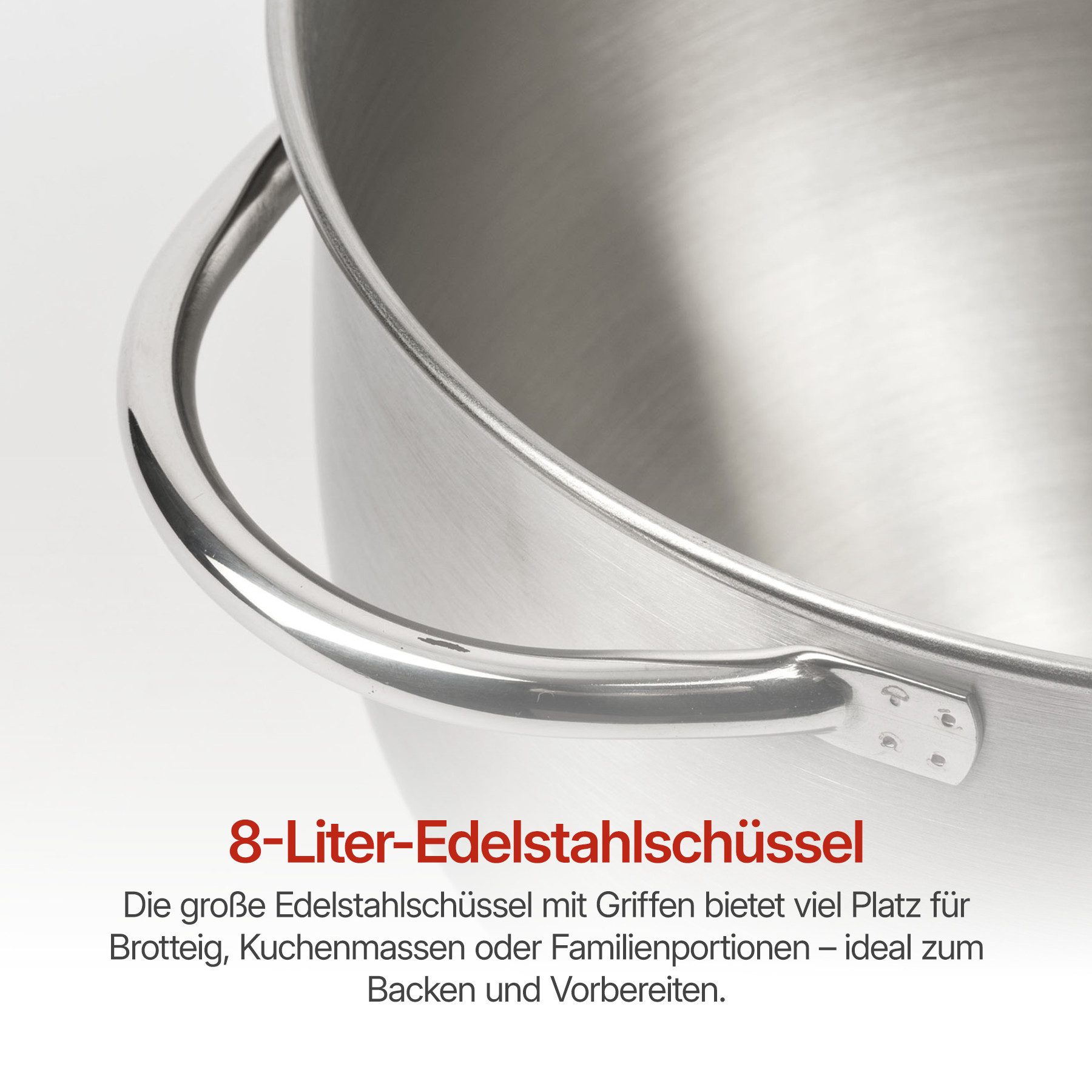 Girmi Küchenmaschine IM5001 Gastronomo Plus IM50, Planetenrührwerk, 2200 W, 8 l Schüssel, 8 l Edelstahl-Schüssel, 6 Stufen, Pulse, bis 3 kg Teig, Zubehör – Bild 4 von 5
