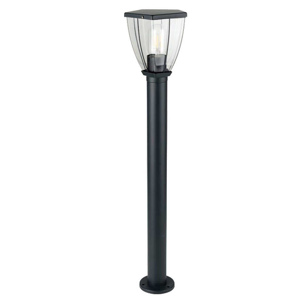 Leuchte Lampe schwarz LED klar Laterne Außen inklusive, Warmweiß, Edelstahl Leuchtmittel Sockel im Außen-Stehlampe, etc-shop Steh