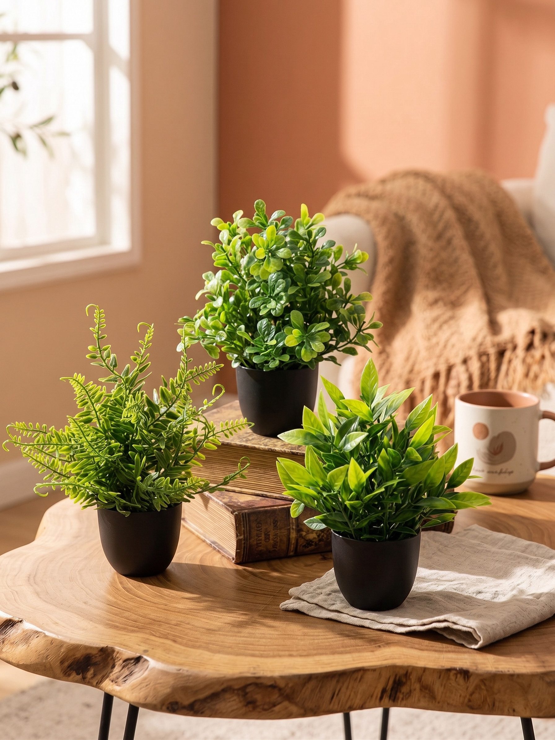 Kunstpflanze Künstliche Pflanzen Set Deko modern, Fanci Home, – Kunstpflanzen realistisch Tisch Wohnzimmer Büro