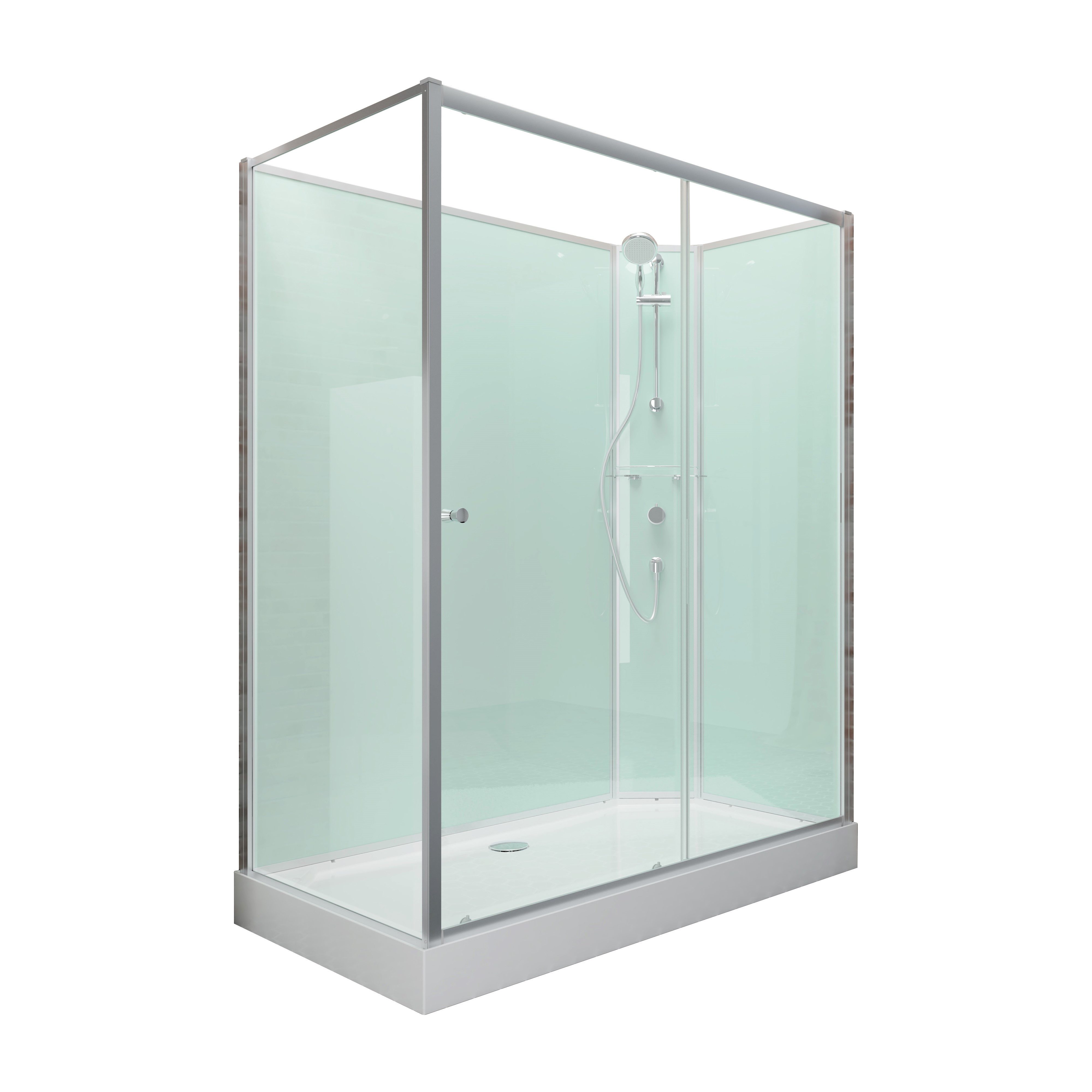 Schulte Komplettdusche Ibiza, BxT: 80x120 cm, 5 mm Sicherheitsglas, Komplett-Set, inkl. Duschwanne (13,5 cm hoch), Eckdusche, Schiebetür