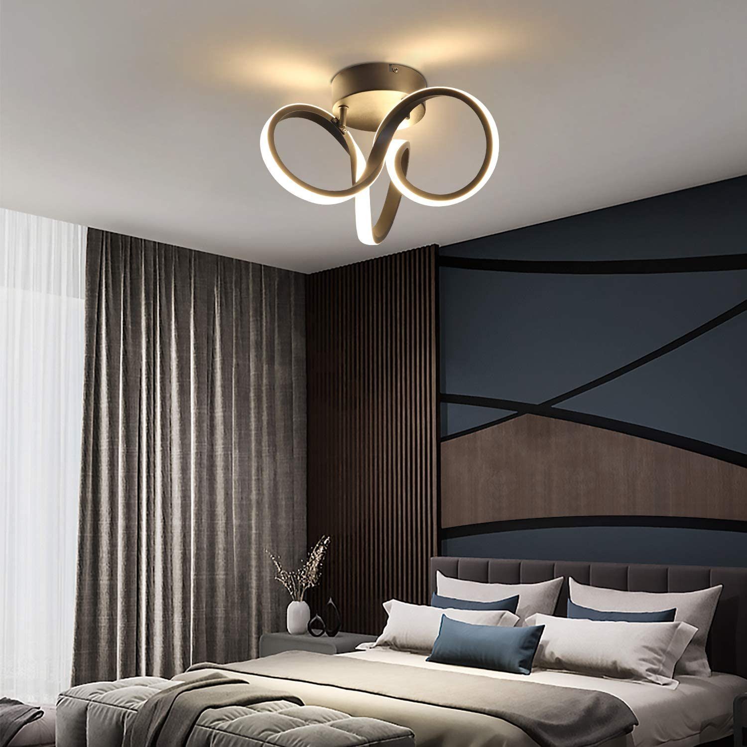 LED integriert Deckenleuchte LED fest ZMH schlafzimmer Schwarz wohnzimmer Deckenbeleuchtung, Deckenlampe