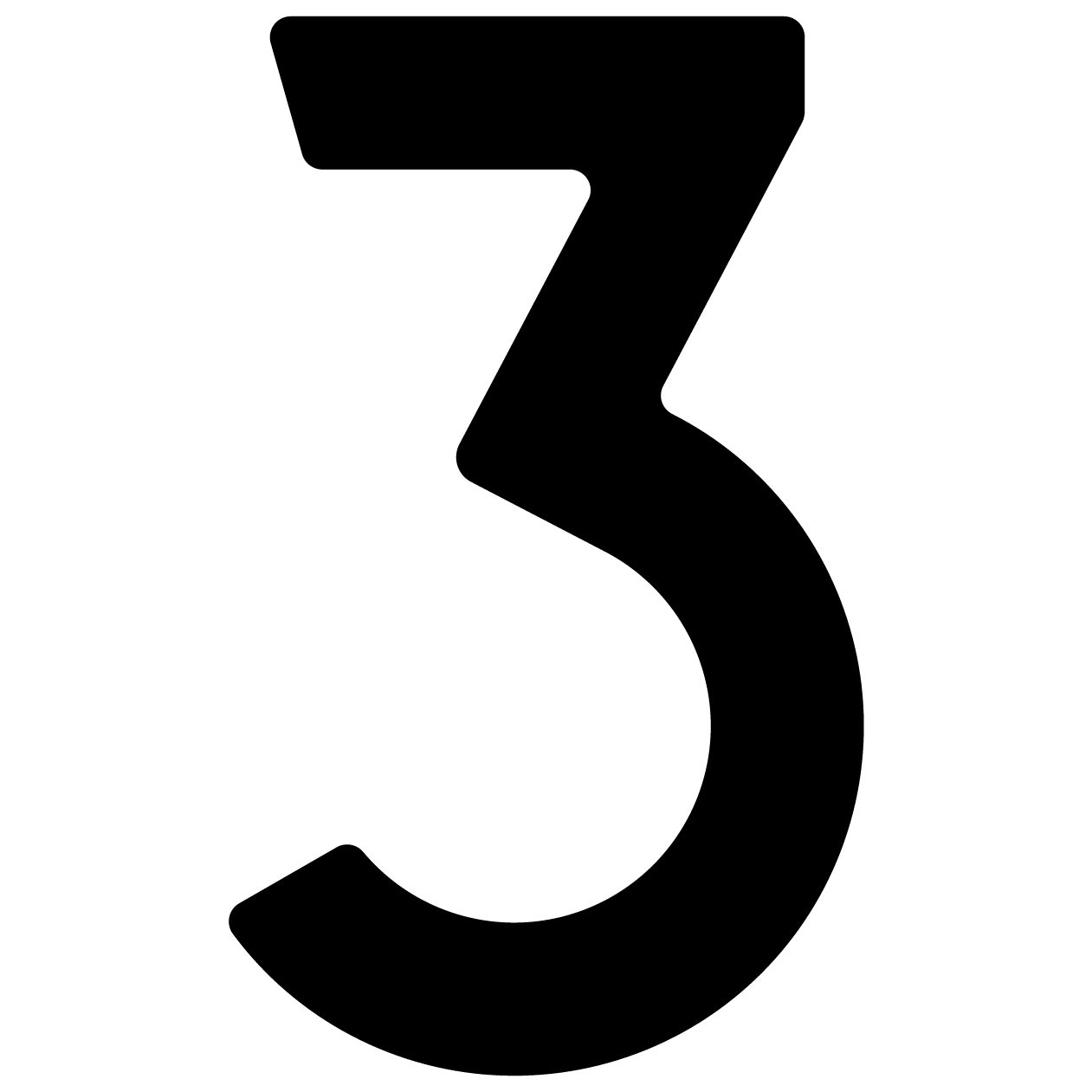 Bravios Briefkasten Selbstklebende Hausnummer "3" - 76 mm in Schwarz