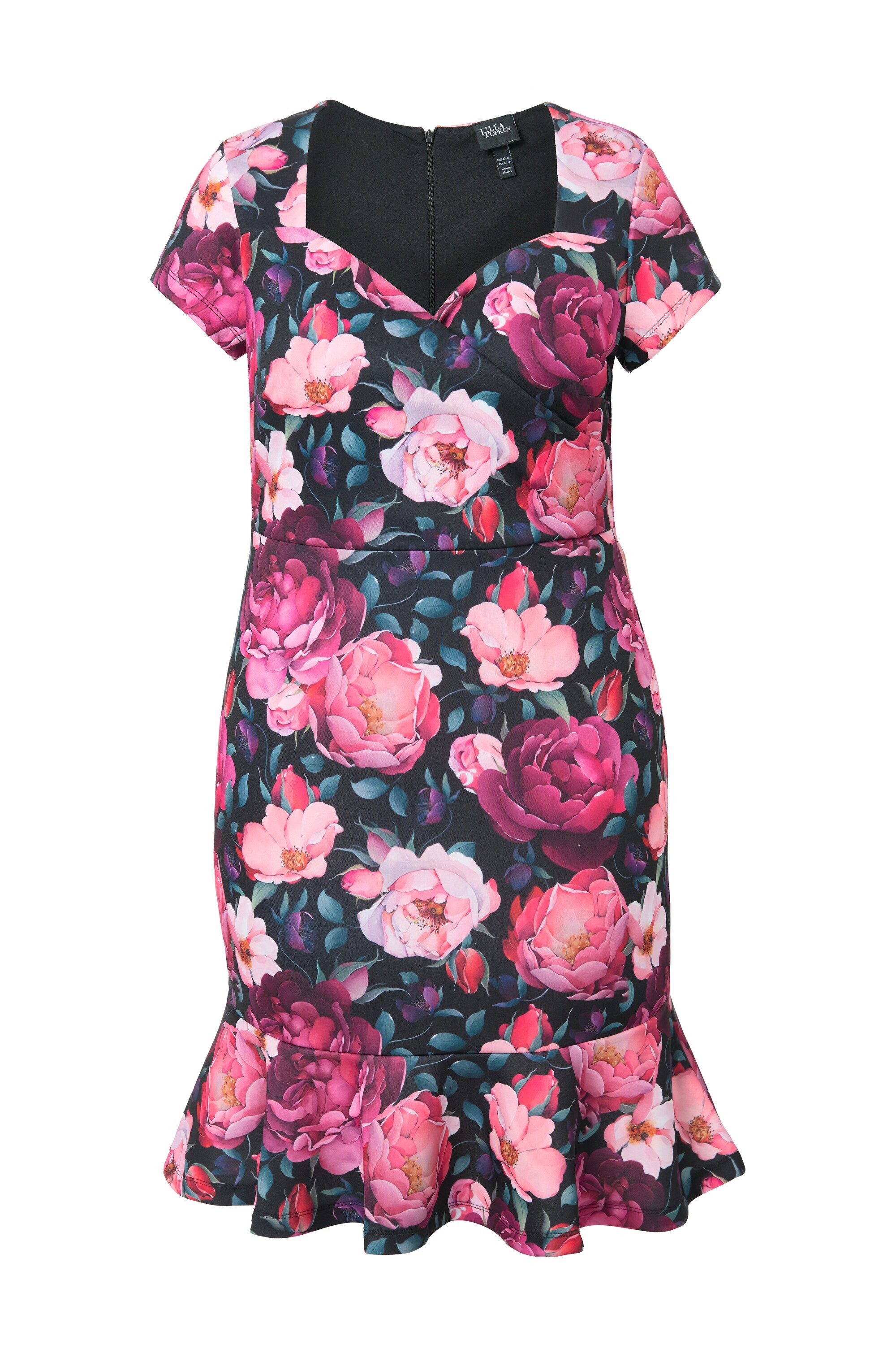 Ulla Popken Minikleid Scubakleid leicht tailliert Blütenmuster günstig online kaufen
