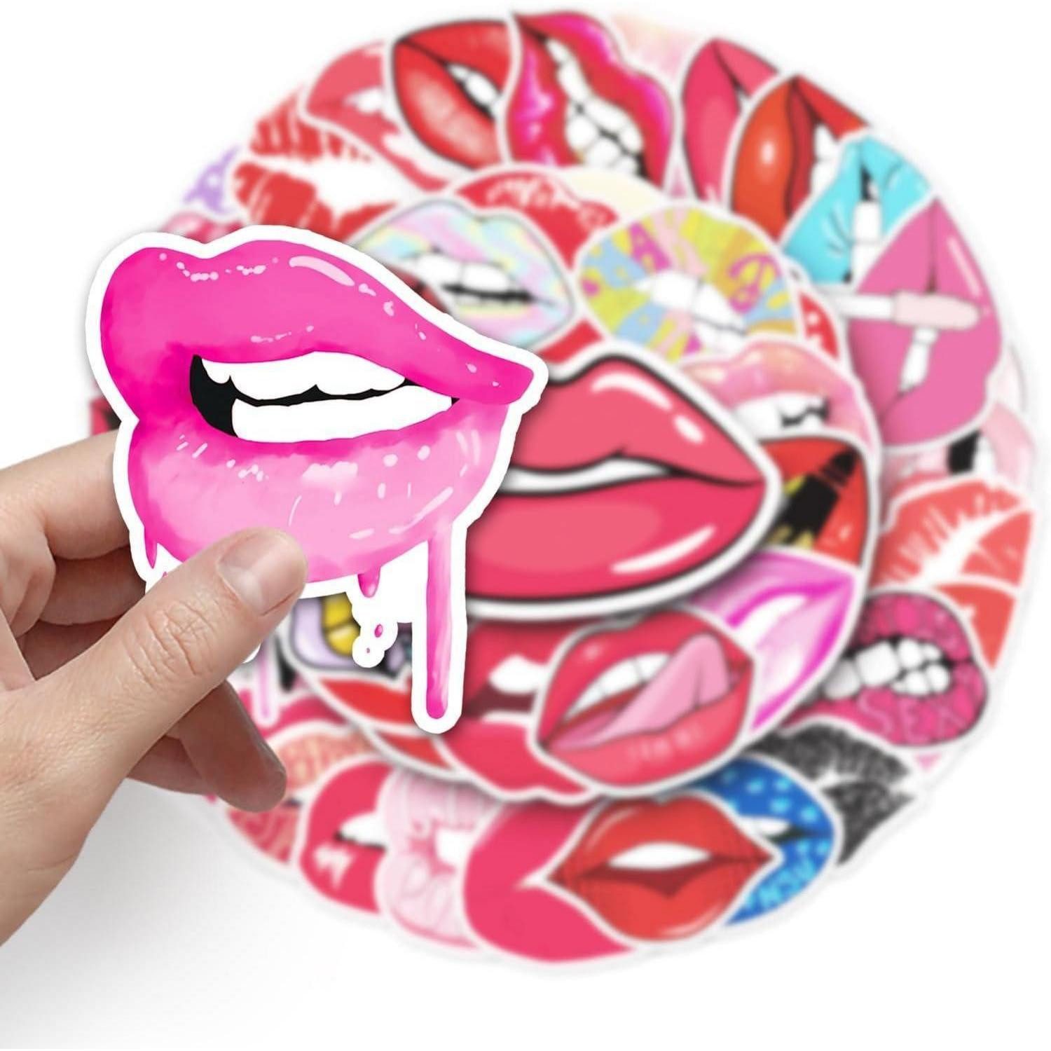 LuxusKollektion Laptop-Aufkleber Lippenaufkleber 50er Set niedlich wasserfest für Laptop Auto