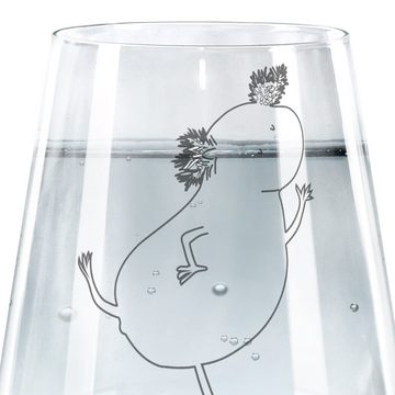 Mr. & Mrs. Panda Glas Axolotl Tanzen, Trinkglas mit Gravur, Trinkglas, Wasserglas, Premium Glas, Exklusive Gravur
