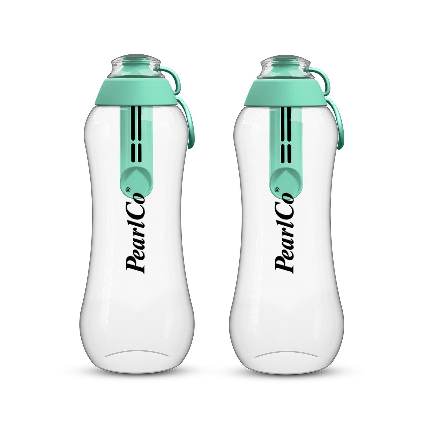 PearlCo Trinkflasche Zwei Trinkflaschen mit Filter 0,7 Liter mint