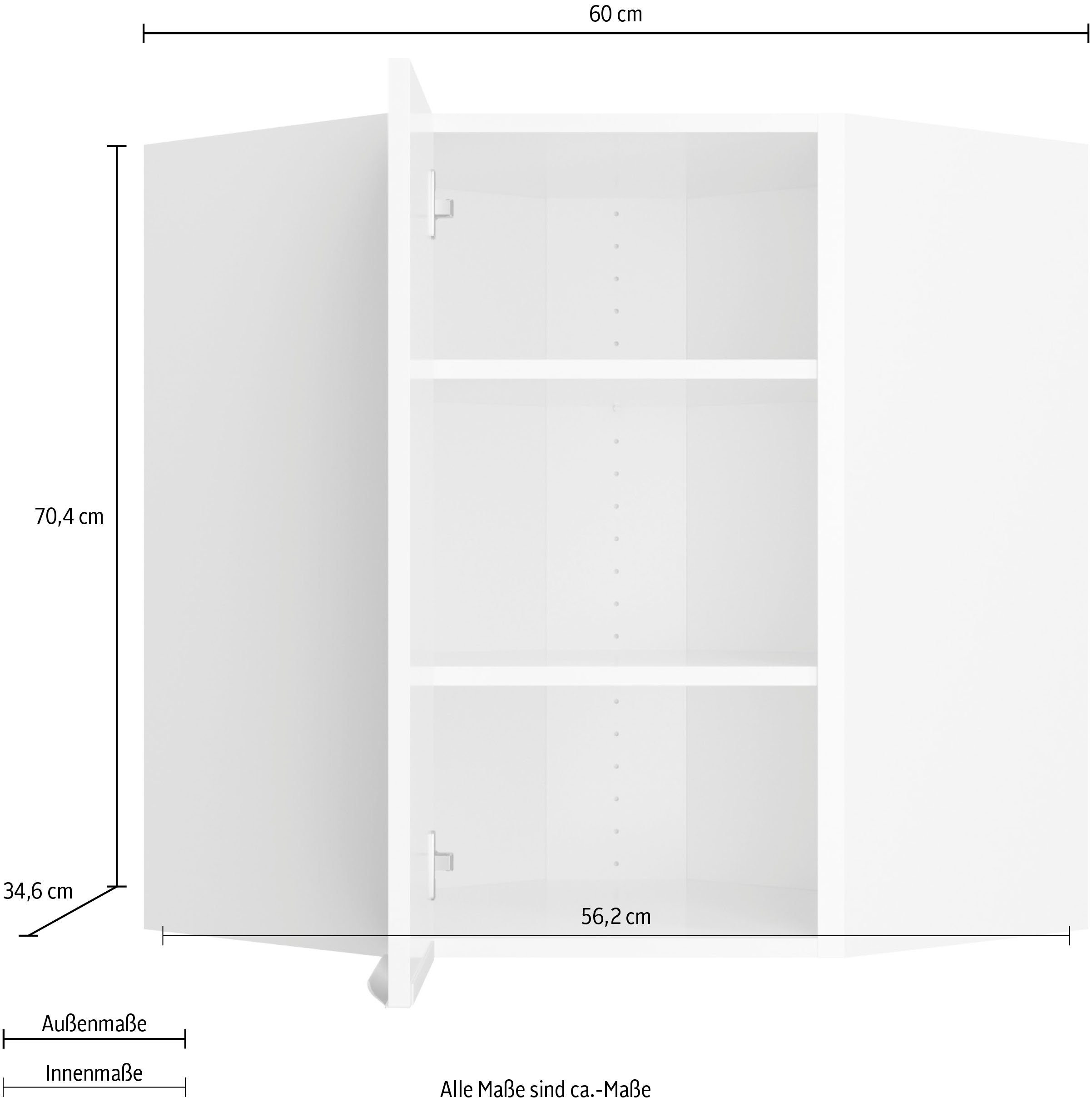 weiß weiß Aken Hochglanz-weiß OPTIFIT | Eckhängeschrank