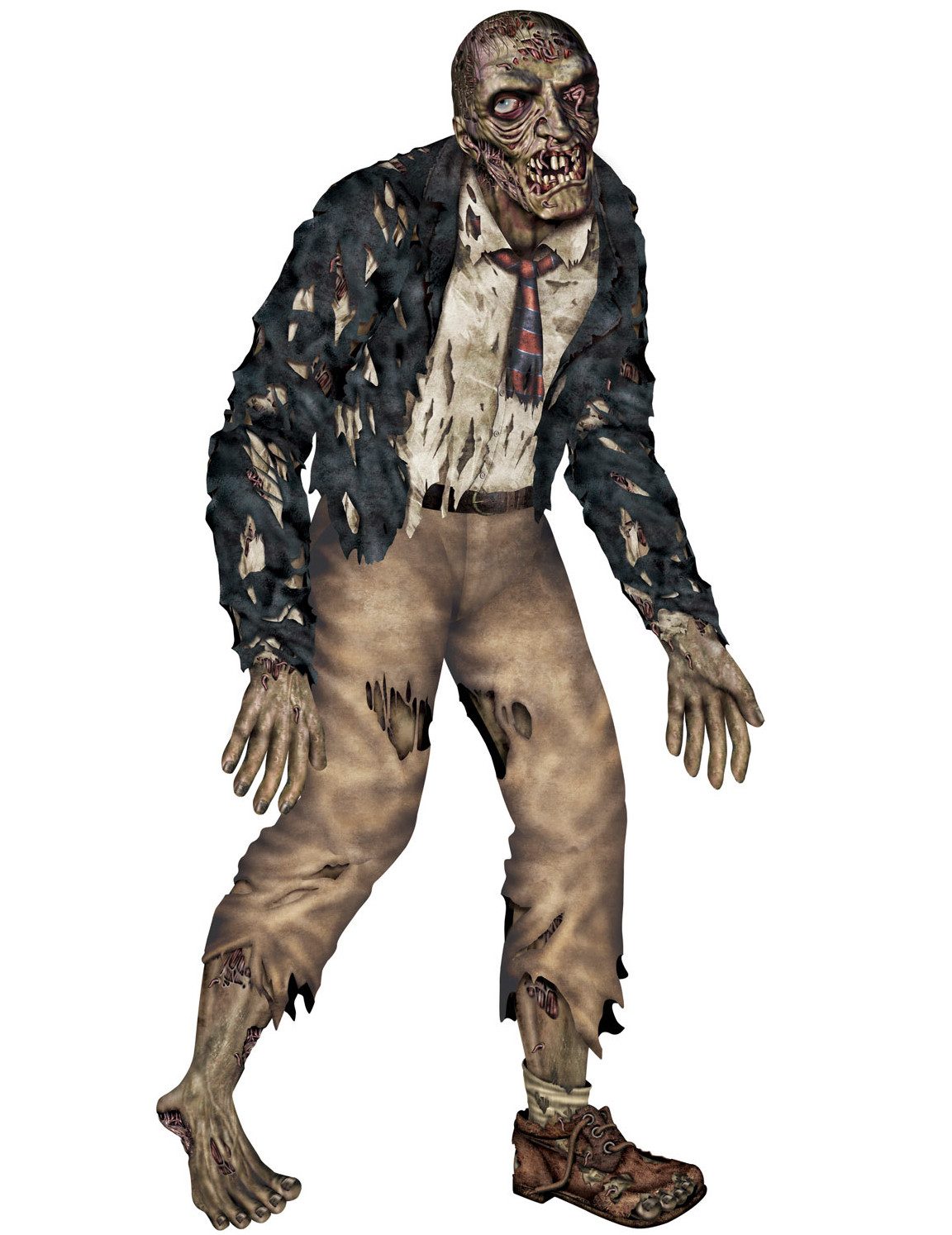 360 Degrees Zombie-Kostüm Schlurfender Zombie Halloween Deko-Pappfigur bunt 182cm
