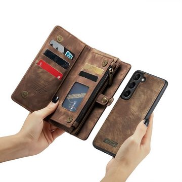Wigento Handyhülle Für Samsung Galaxy S23 Plus Multifunktion Teilbare Handy Tasche Geldbörse Hülle Etuis Braun