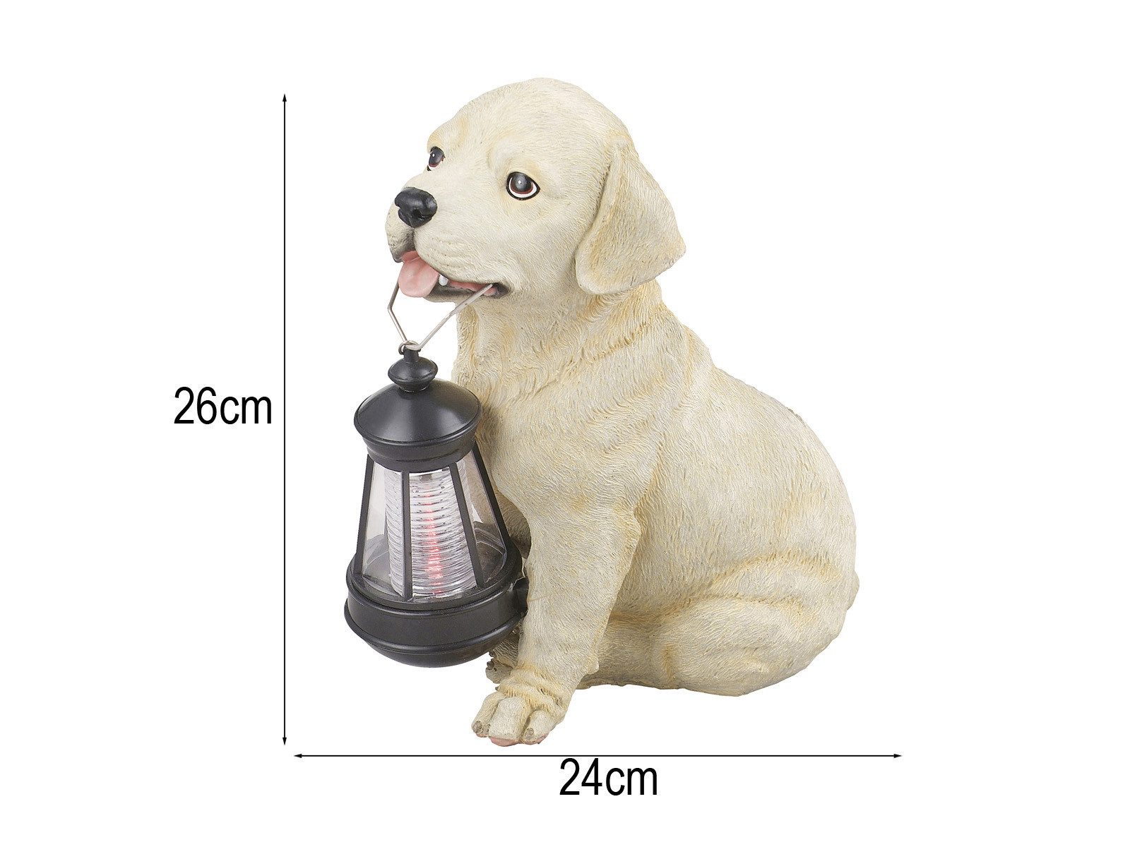 GLOBO LIGHTING LED Solarleuchte 2er Set Hundelampen Beige-Weiß Höhe 26cm, LED fest integriert, Ausgefallene Tierlampe Welpe Solarbeleuchtung für den Garten & Balkon