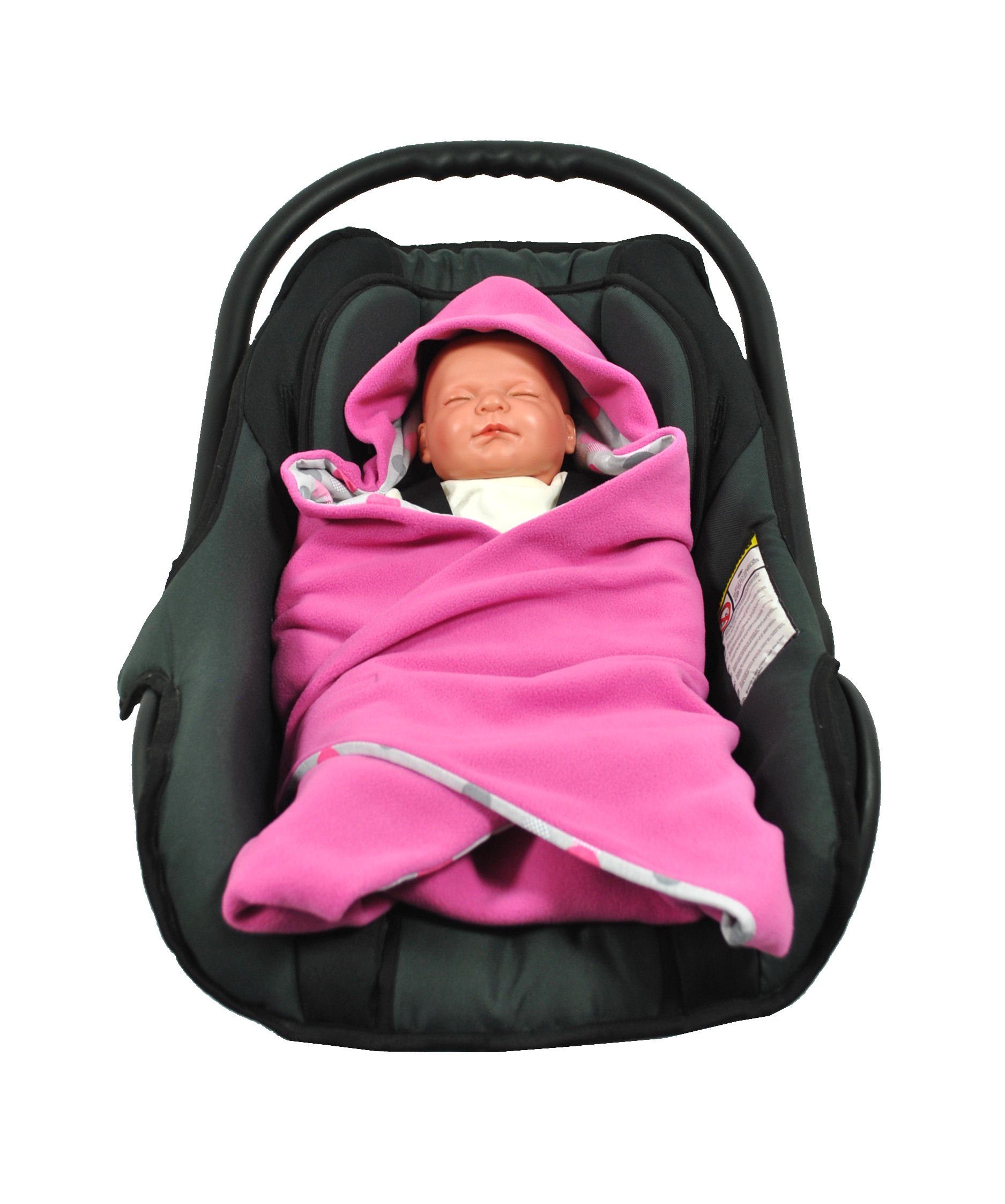 Einschlagdecke Babyschalendecke Fußsack für die Babyschale Sommer, HOBEA-Germany, für 3 Punkt Babyschale pink/Punkte | Einschlagdecken