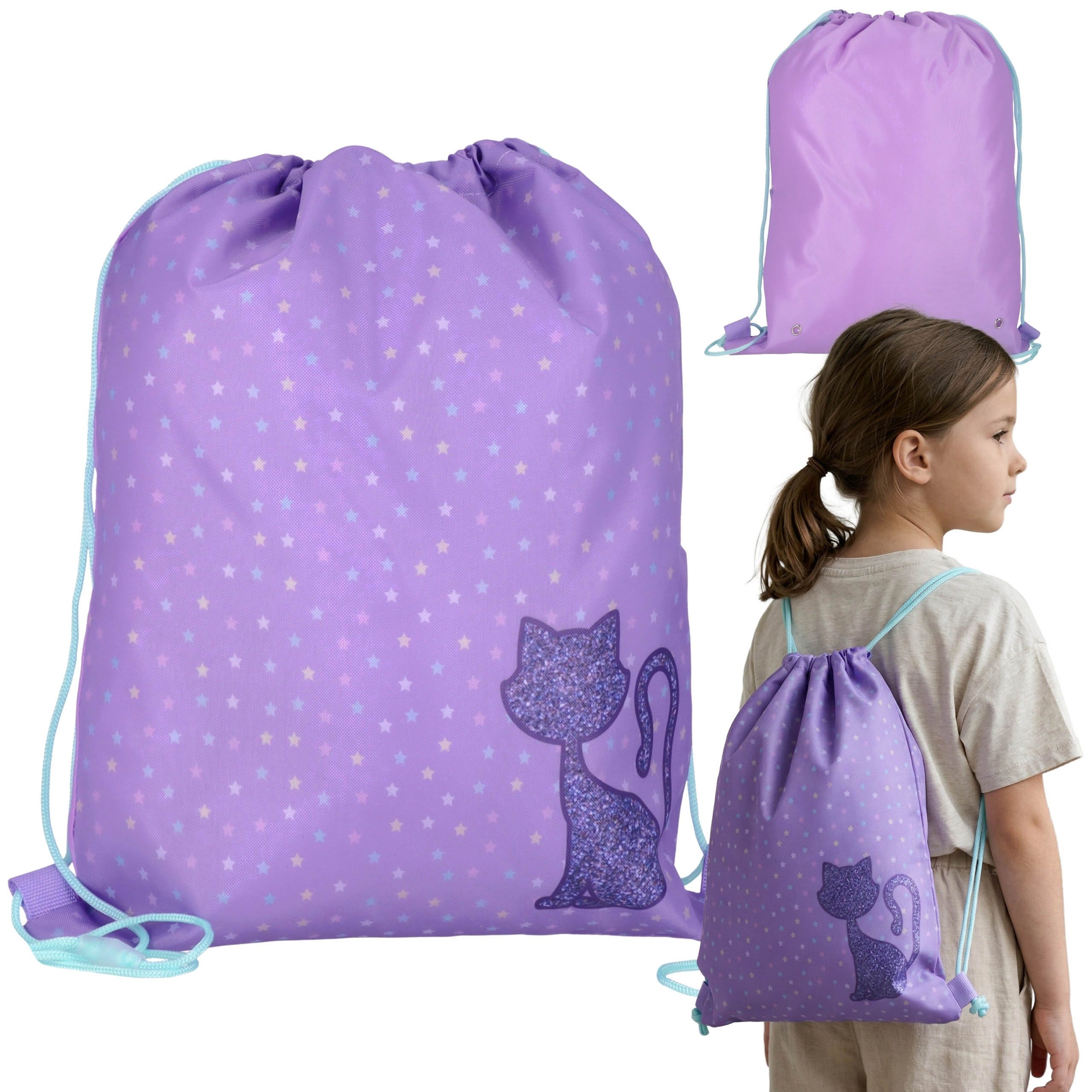 Turnbeutel Lila Kätzchen Turnbeutel für Mädchen, 38 × 33 cm