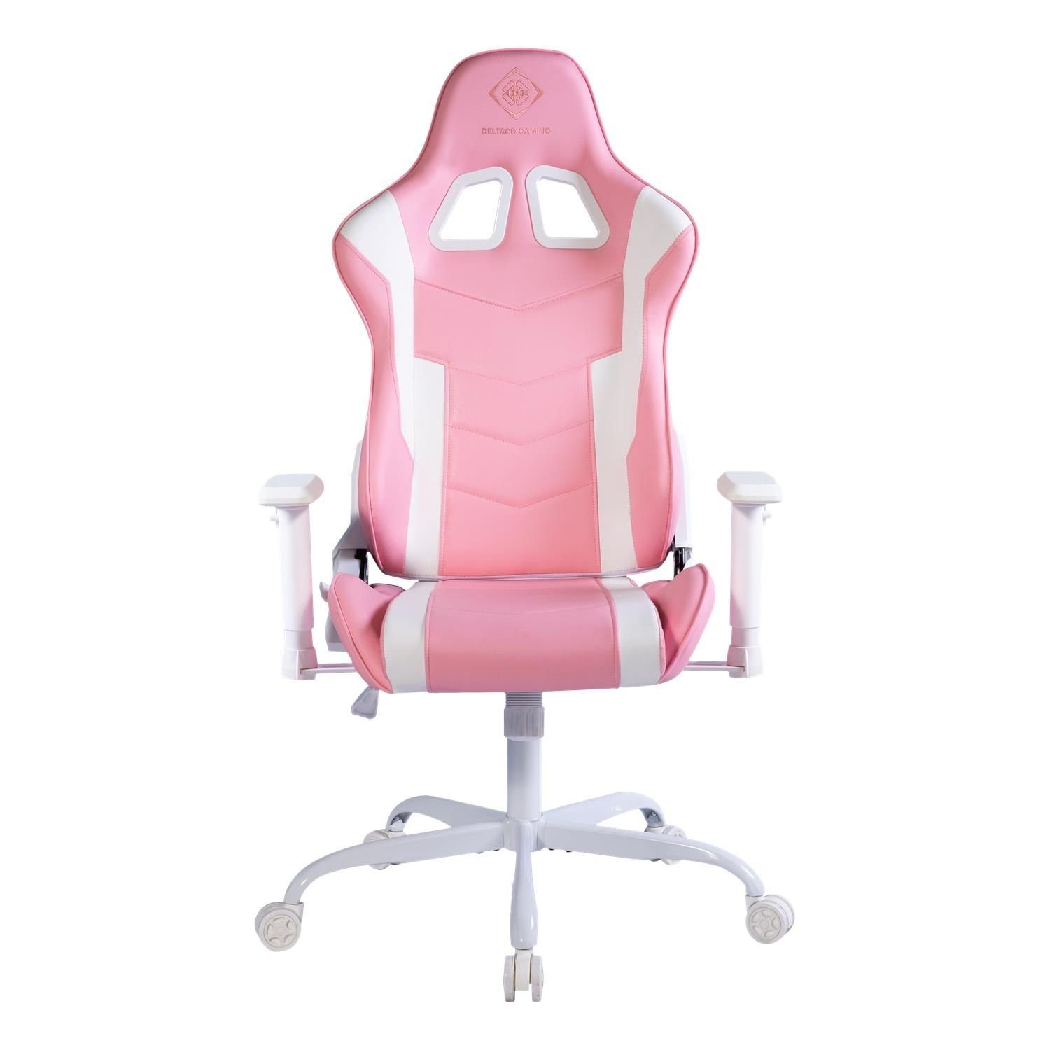 hohe Stuhl Rückenlehne, pink/weiß Set), 5 rosa, extra DELTACO groß, Kissen Herstellergarantie (kein Stuhl Jahre Gaming Jumbo Gamer inkl. Gaming-Stuhl 110kg