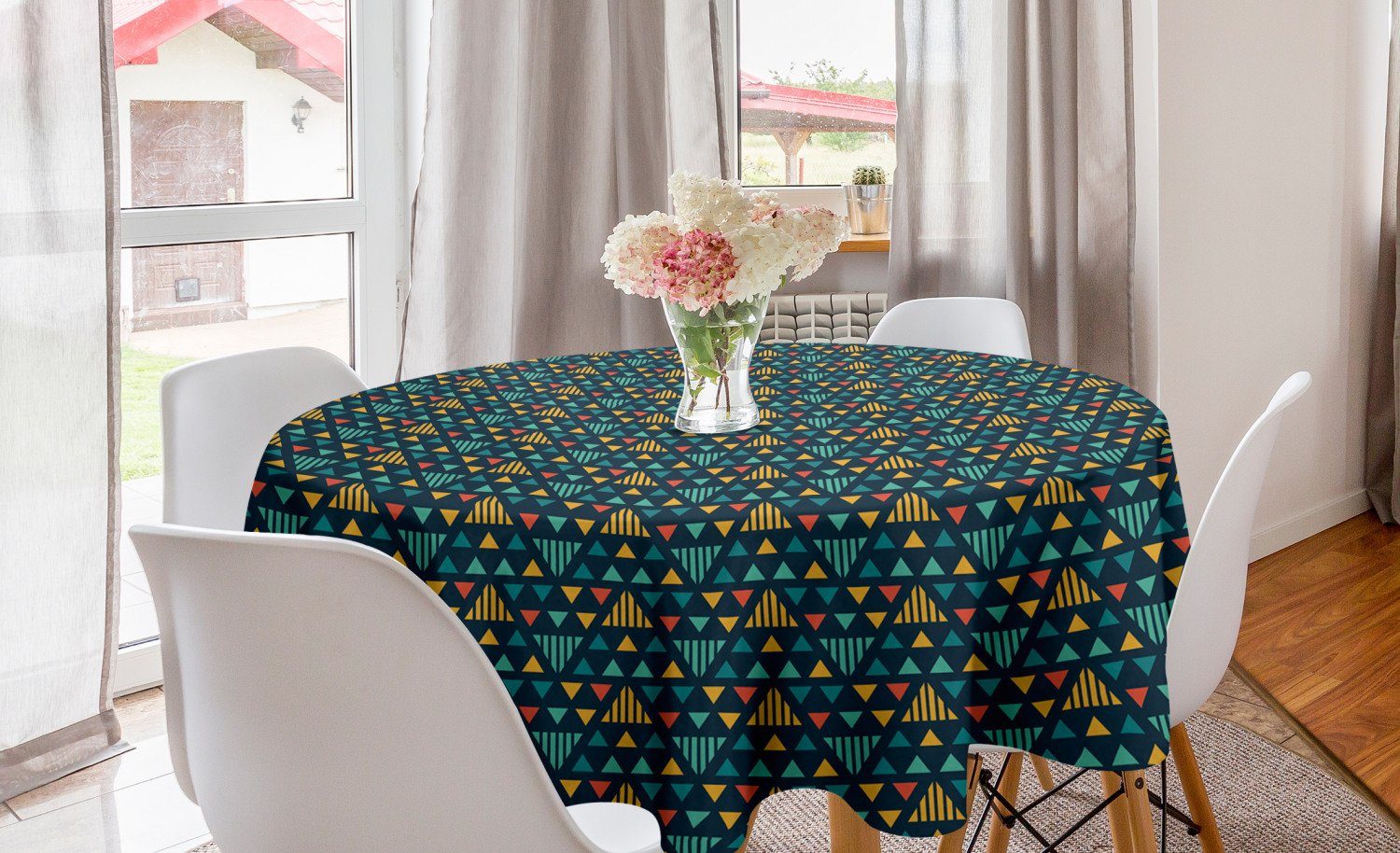 Abakuhaus Tischdecke Kreis Tischdecke Abdeckung für Esszimmer Küche Dekoration, Dreiecke Hipster Style-Triangles
