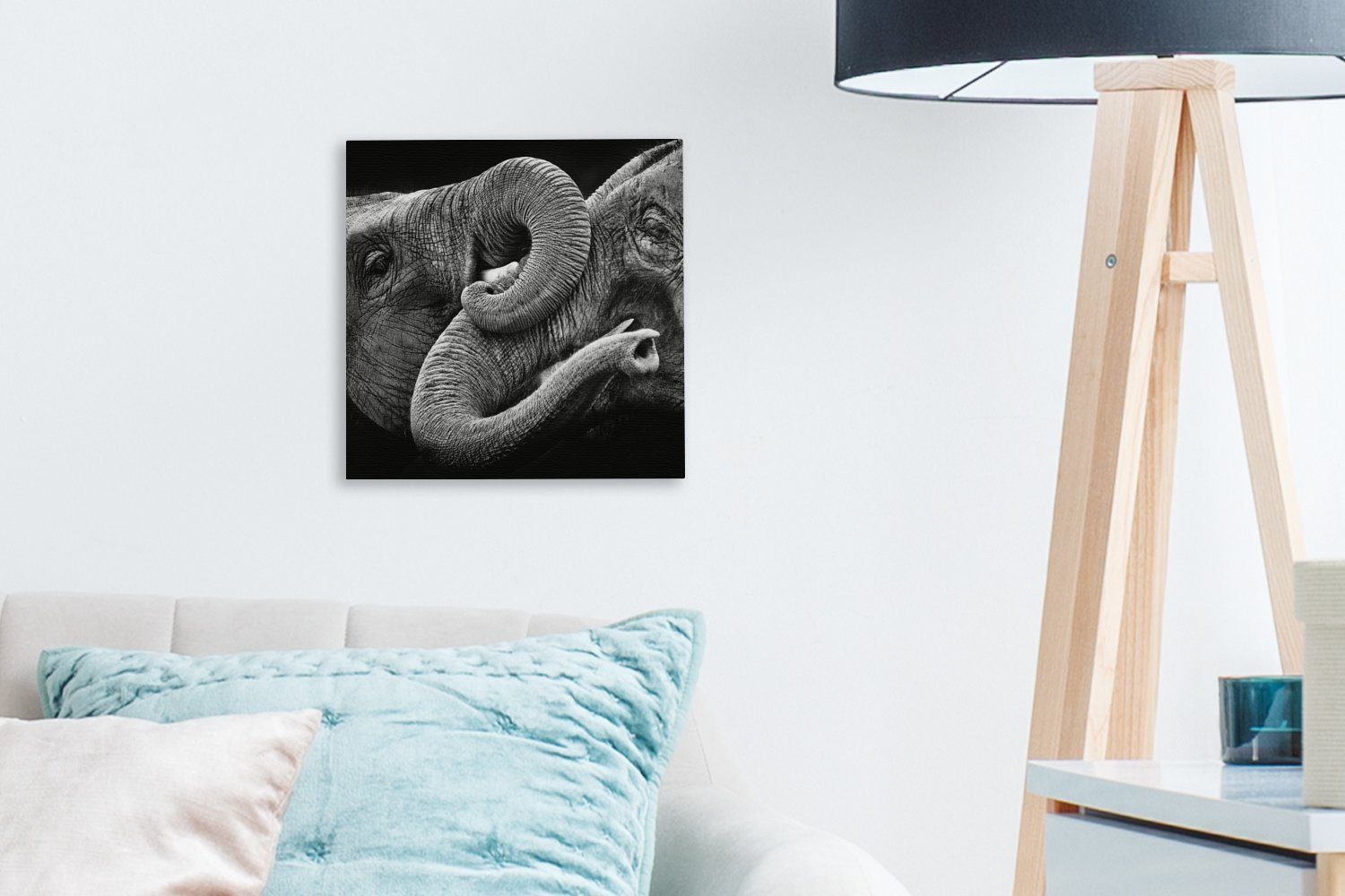 OneMillionCanvasses® (1 Tier - bunt - Rüssel, Schlafzimmer Leinwandbild Leinwand Elefant für Bilder Wohnzimmer St),