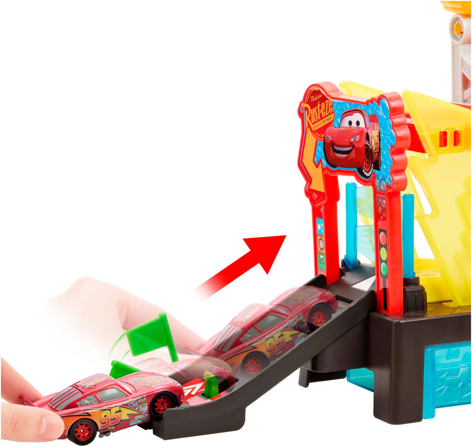 Mattel® Spiel-Gebäude Disney Pixar Cars Color Changers Lightning McQueen Autowaschanlage, mit Farbwechsel des Fahrzeugs