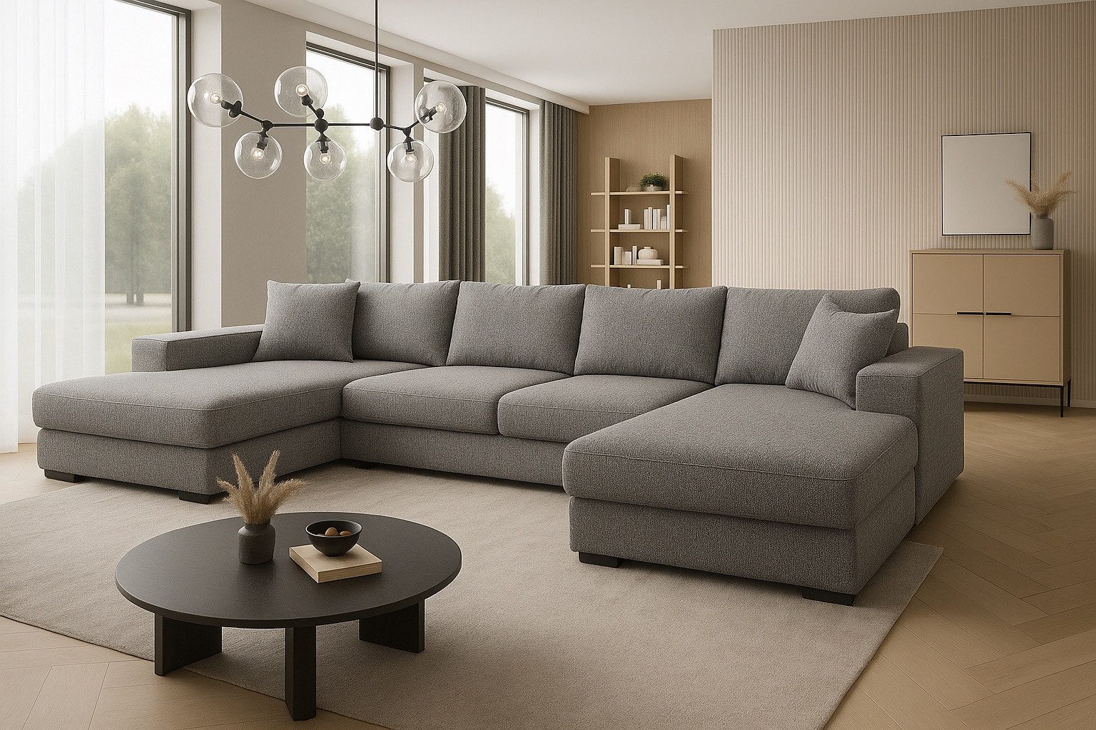 A&J MöbelLand GmbH Ecksofa VIENA 328x182 cm mit Schlaffunktion, Bonellfederkern und Bettkasten, TOP ANGEBOT!