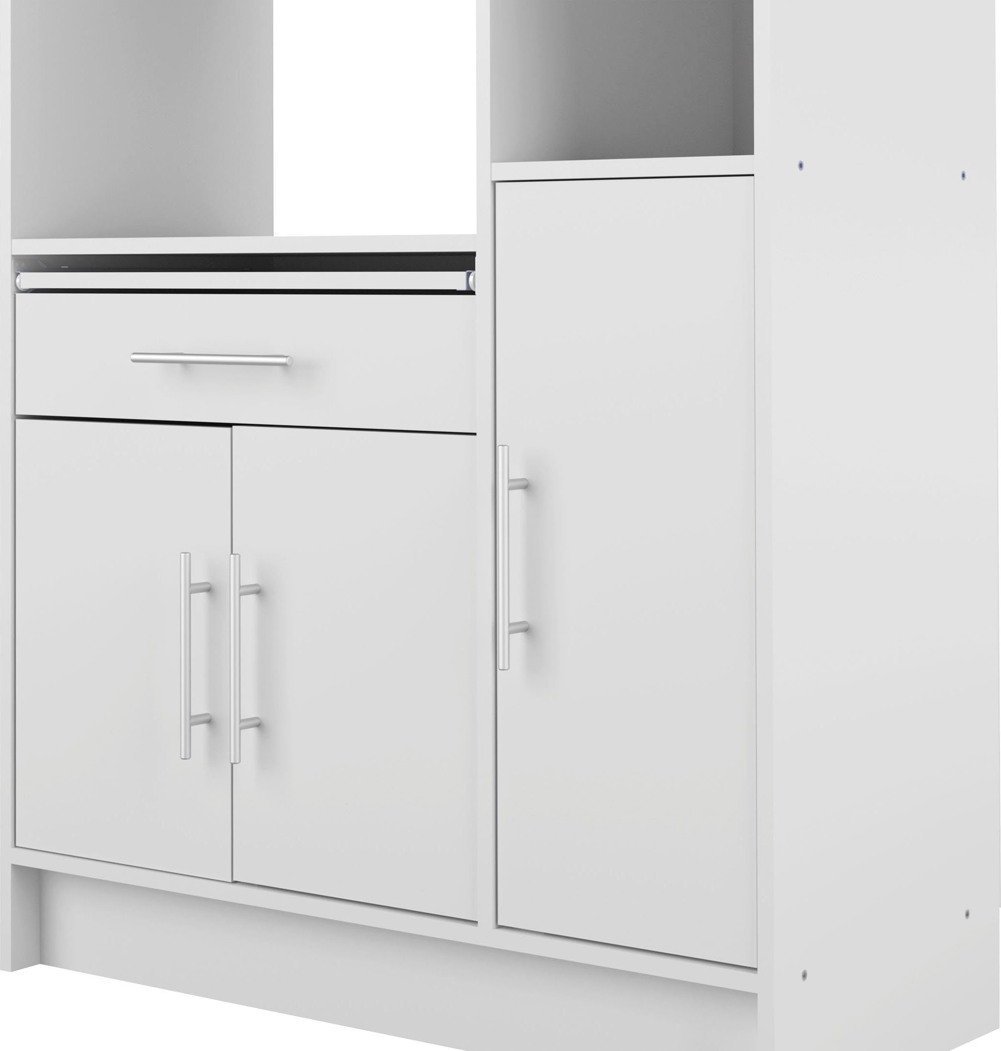 TemaHome Küchenbuffet Louise ausziehbarer Weiß für Schrank, weiß Höhe Mikrowelle, 180 mit eine Fach cm 