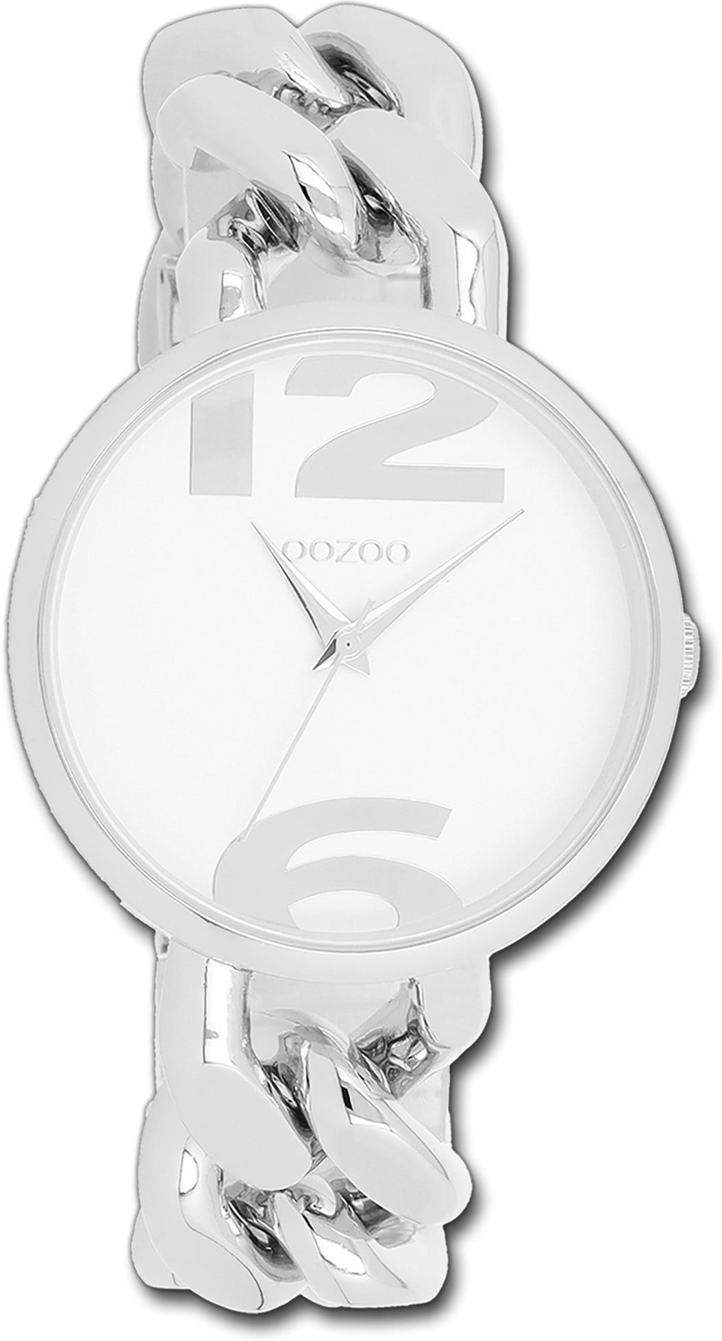 OOZOO Quarzuhr Oozoo Damen Armbanduhr groß Metallarmband (ca. 40mm) Damenuhr silber, rundes Timepieces, Gehäuse