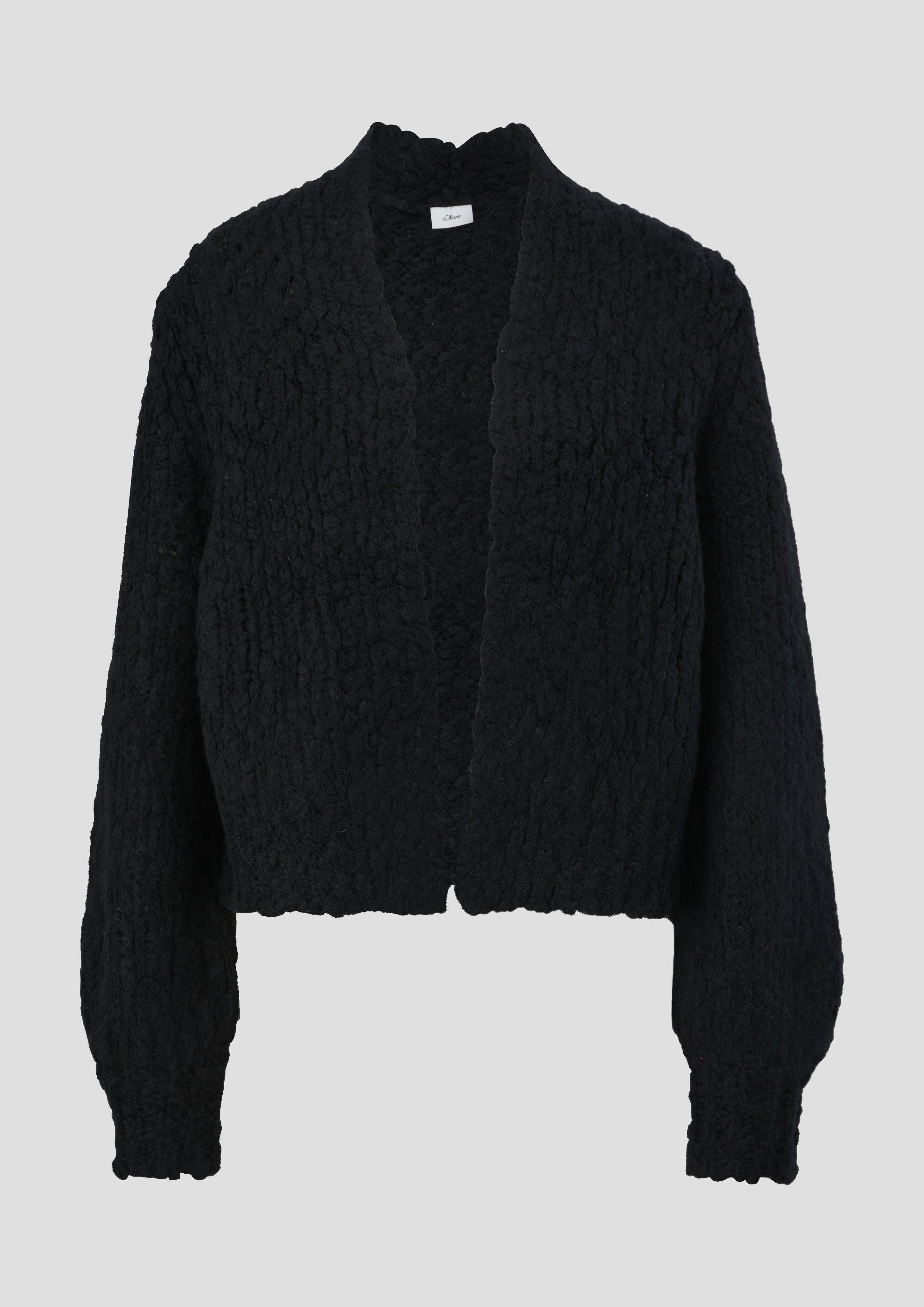 Wollmix aus Cardigan schwarz s.Oliver BLACK LABEL Strickjacke