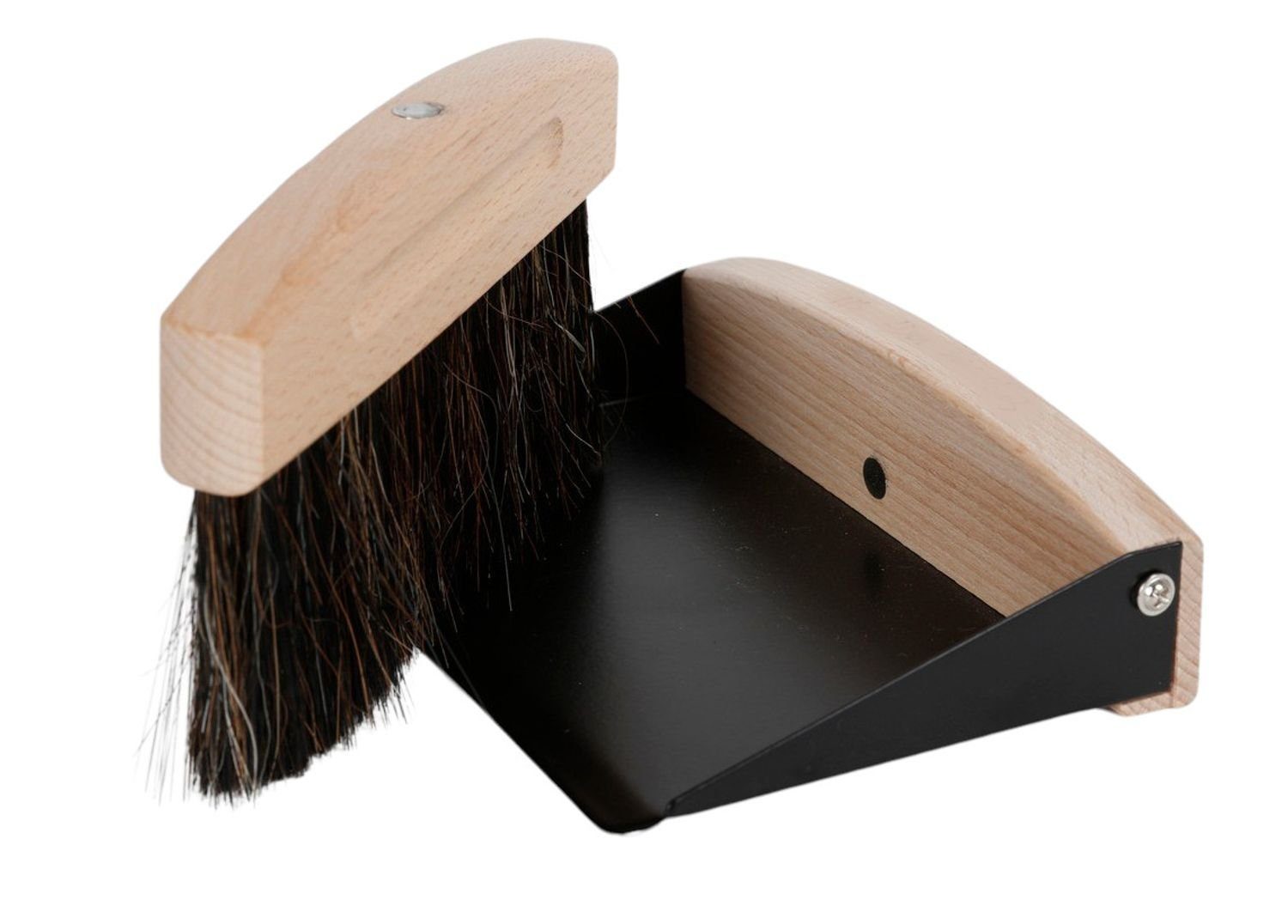 Schaufel und Besen KEHRBESEN-Set Handbürste Handbesen + Metallschaufel mit  Holzstiel