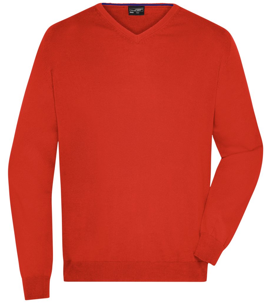 James & Nicholson V-Ausschnitt-Pullover Hochwertiger Herren V-Neck Strickpullover JN659 Angenehm weiches und wärmendes Baumwoll-Strickgewebe