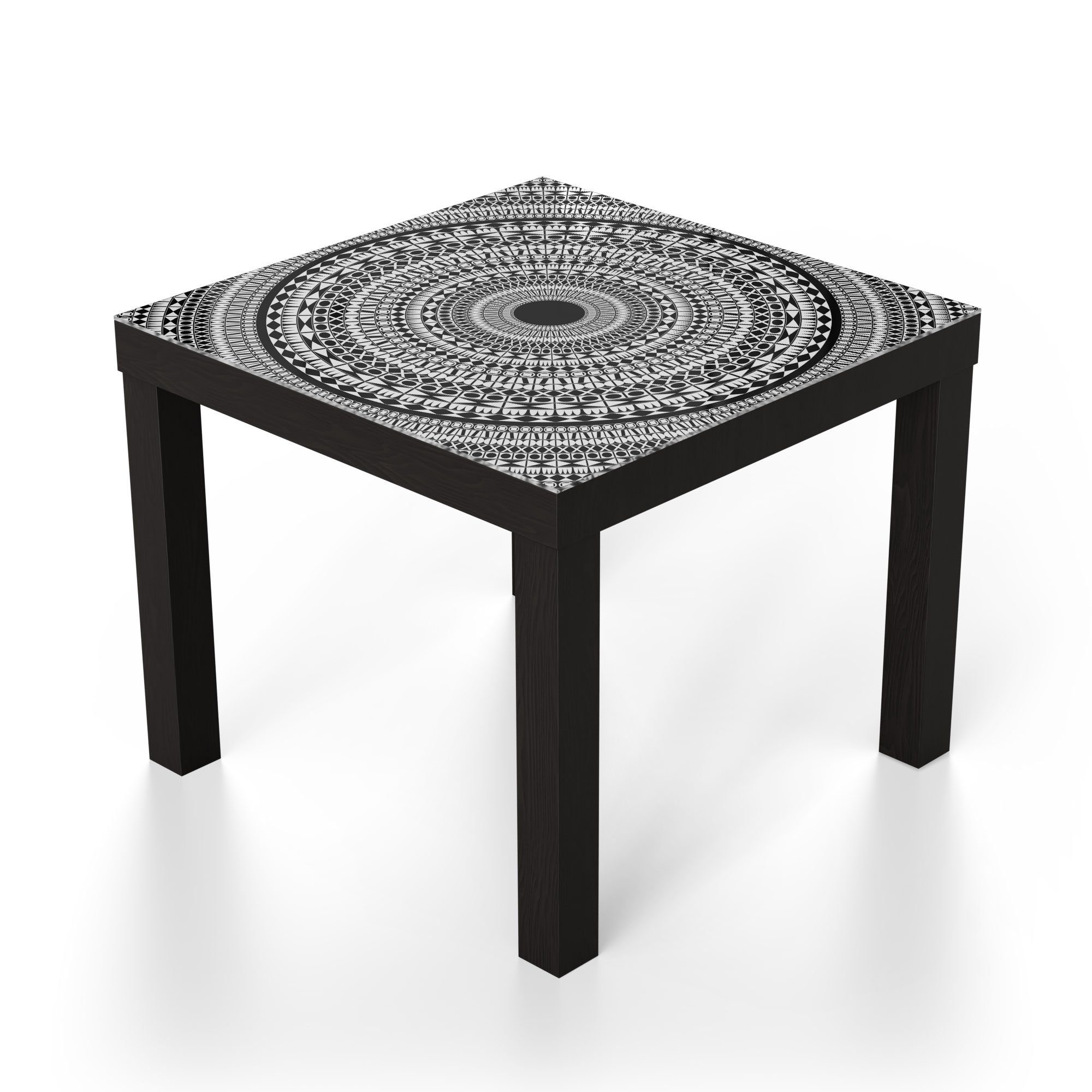 Schwarz Glas 'Kreisförmiges Glastisch DEQORI Couchtisch Beistelltisch Mandala', modern