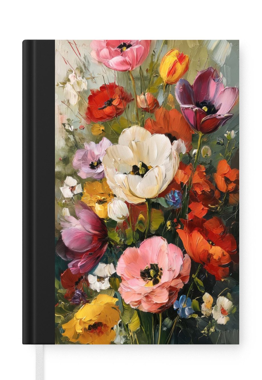 MuchoWow Notizbuch Heiteres Bouquet - Dynamisch - Dezente Farbtupfer, Notebook, Notizblock a5, Tagebuch, Journal Liniert