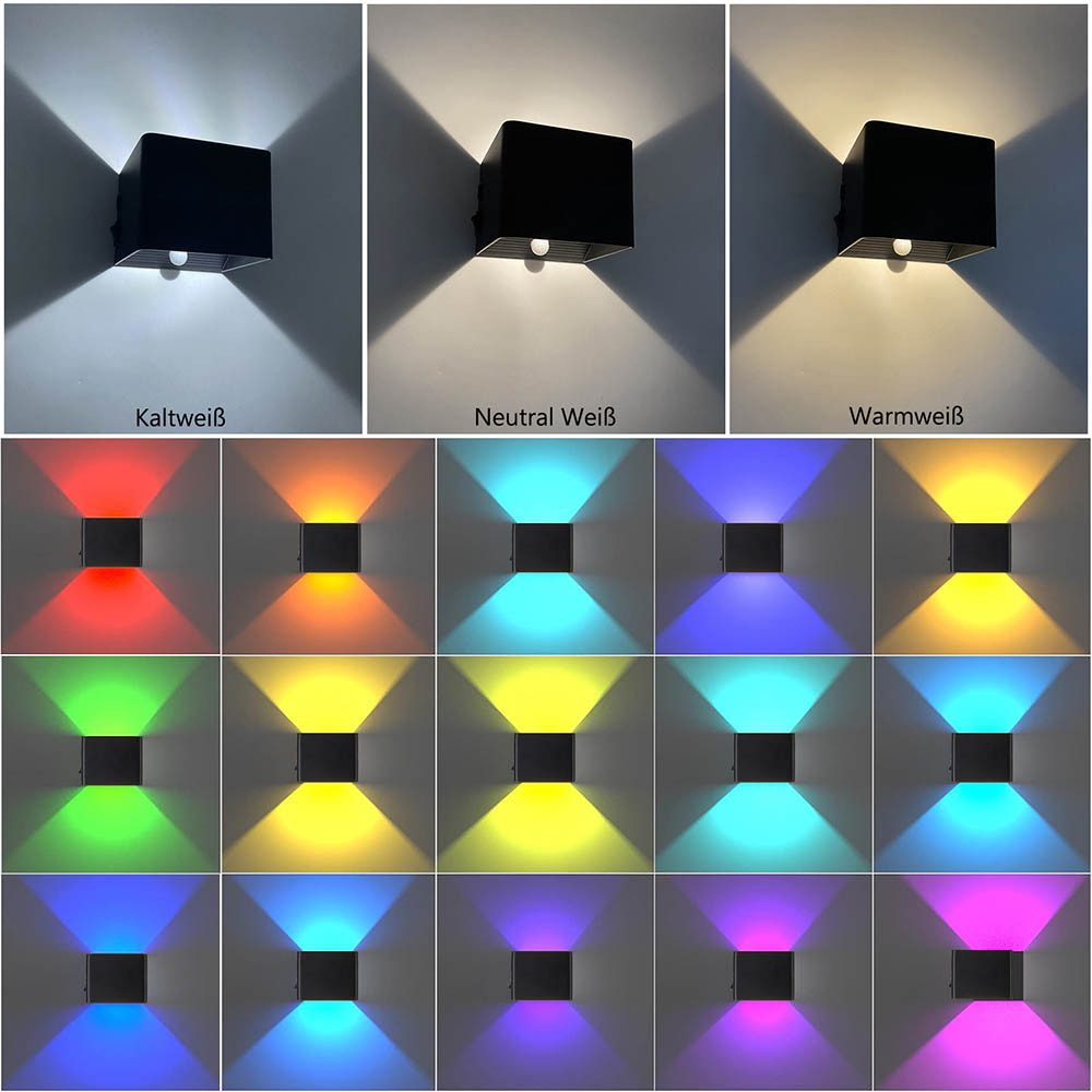 Jibenhome LED Wandleuchte RGB Wandlampe Innen Bewegungsmelder Akku Aufladba günstig online kaufen