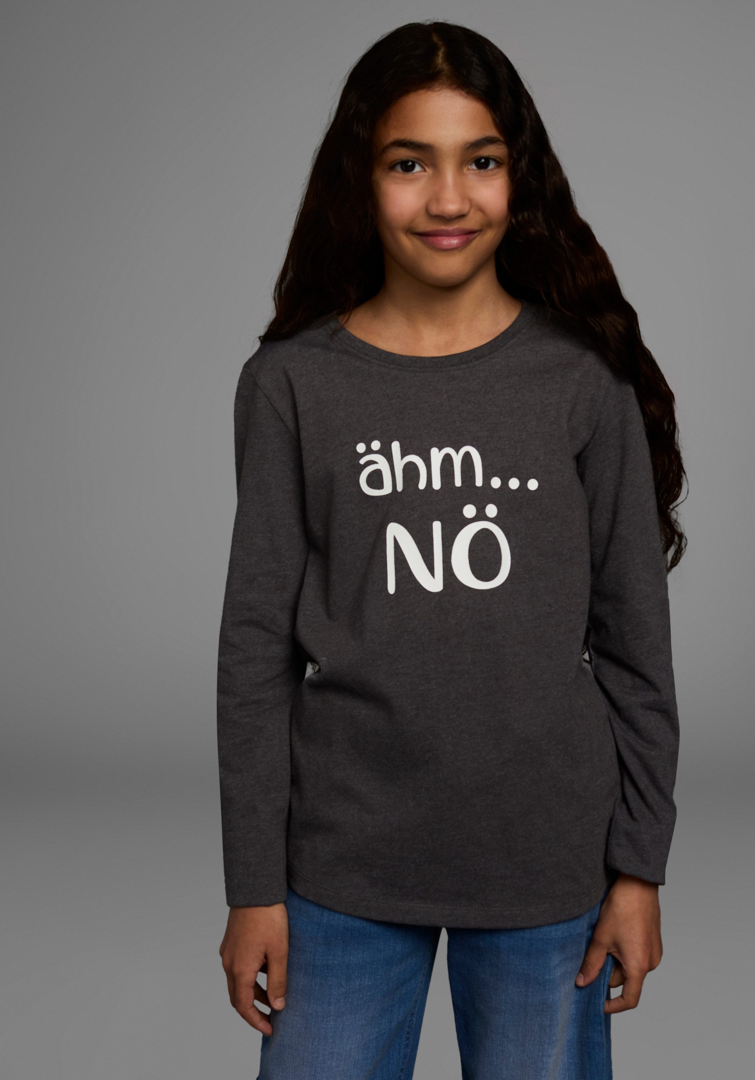 KIDSWORLD Langarmshirt ähm ...NÖ Langarm, taillierter Schnitt, mit Statements und Sprüchen