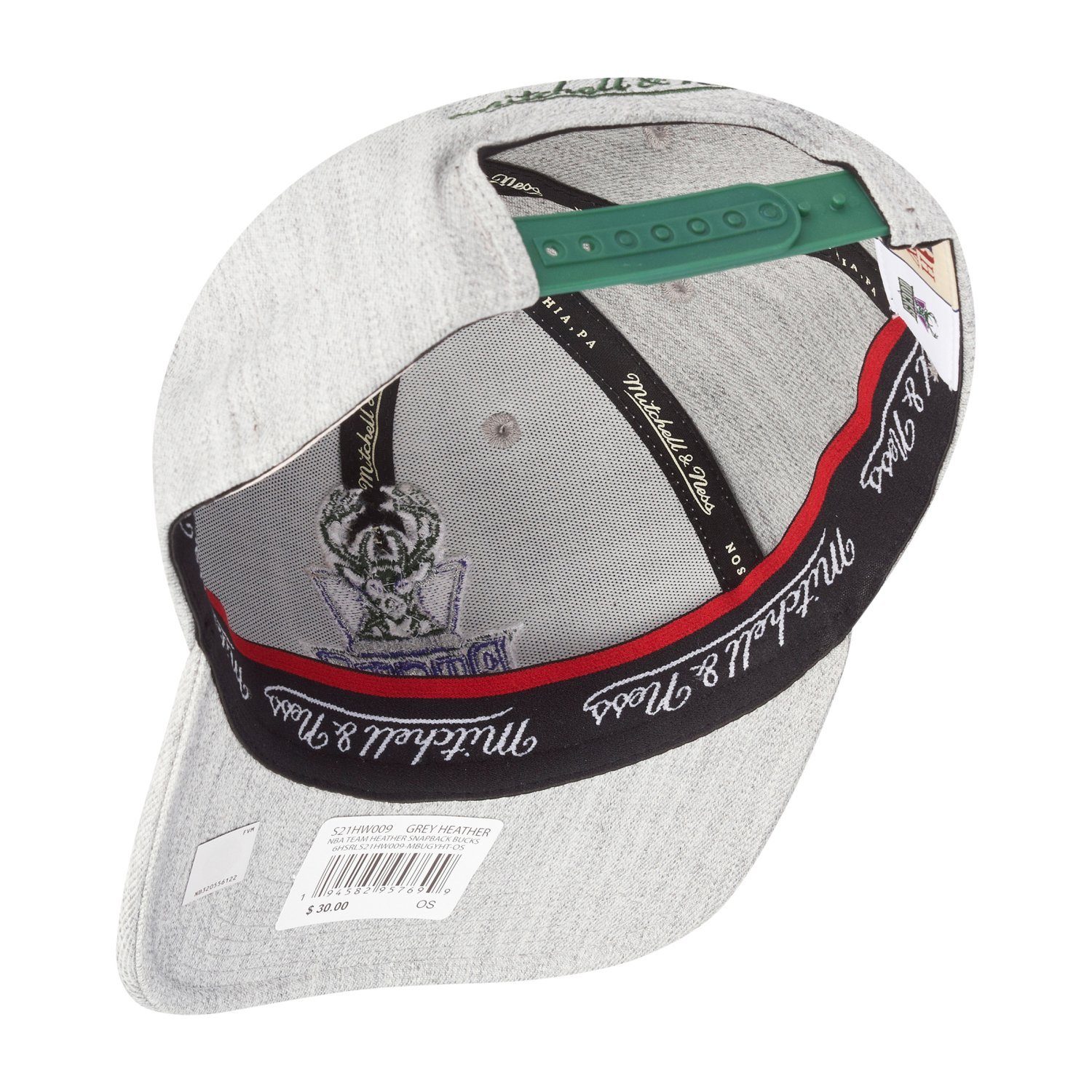 HEATHER Milwaukee Bucks Mitchell Stretch & Ness Cap Snapback